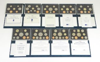 Coins: A quantity of Queen Elizabeth II United Kingdom Royal Mint proof coin collections for the