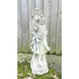 Garden & Architectural : a reconstituted stone statue formed as a mother and child, standing