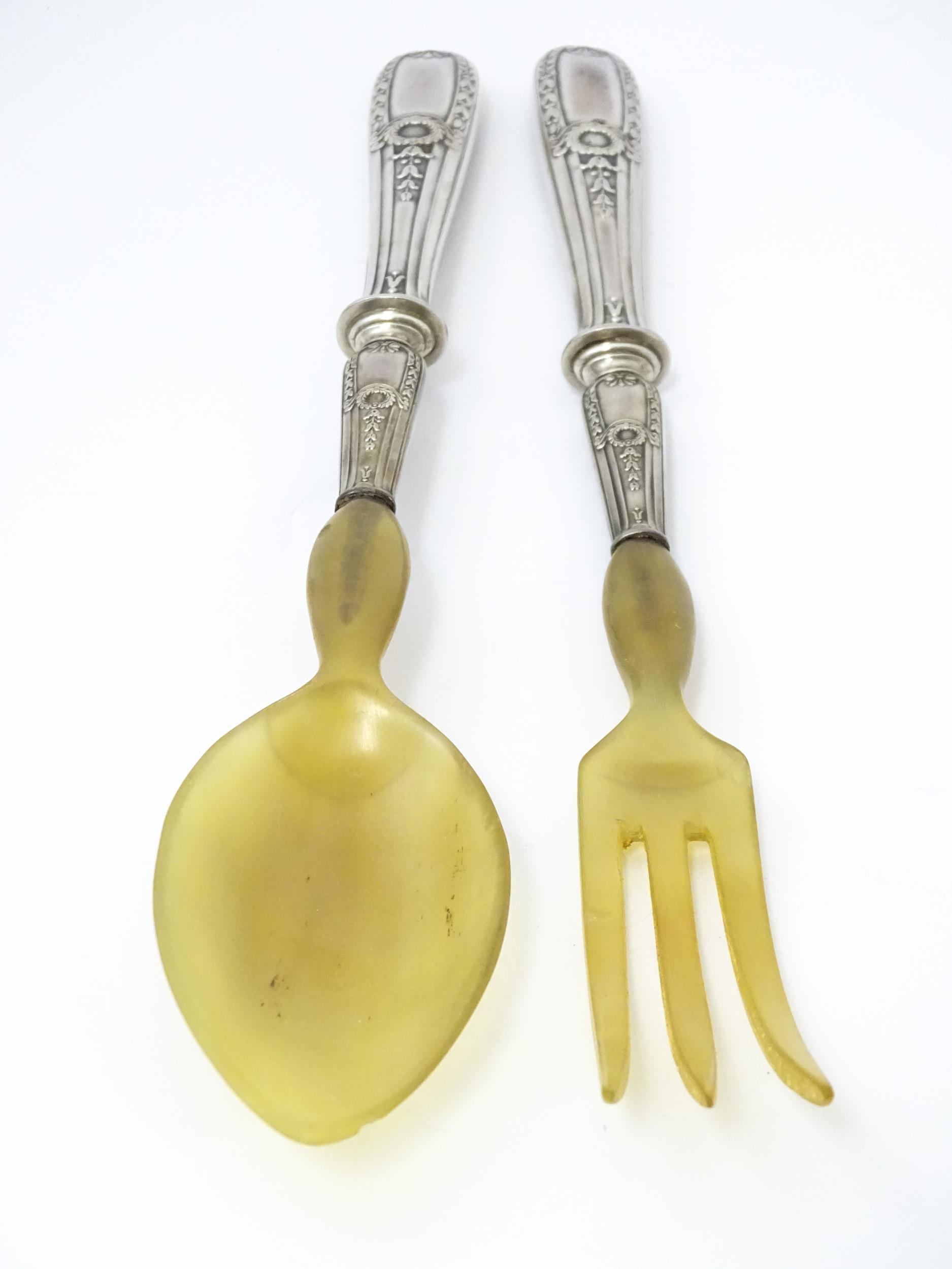 A French silver plate and horn carving / serving set. Case approx. 14" wide Please Note - we do - Image 12 of 12