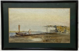 Maung Saya Saung (1898-1952), Burmese / Myanmar School, Watercolour, A river / lake side view of