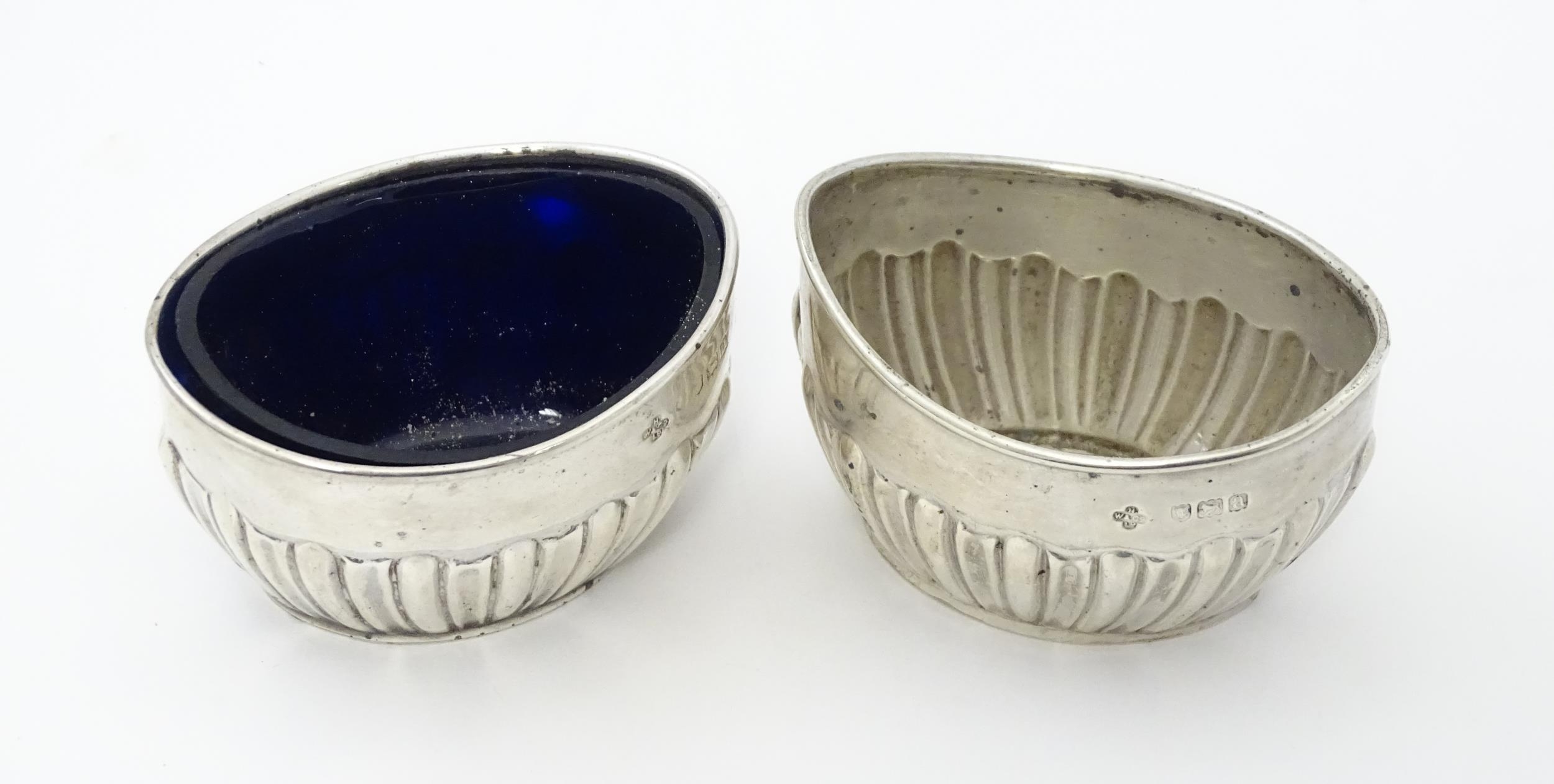 A pair of Victorian silver salts hallmarked London 1896, maker Horace Woodward & Co. Ltd. Approx. - Image 2 of 9