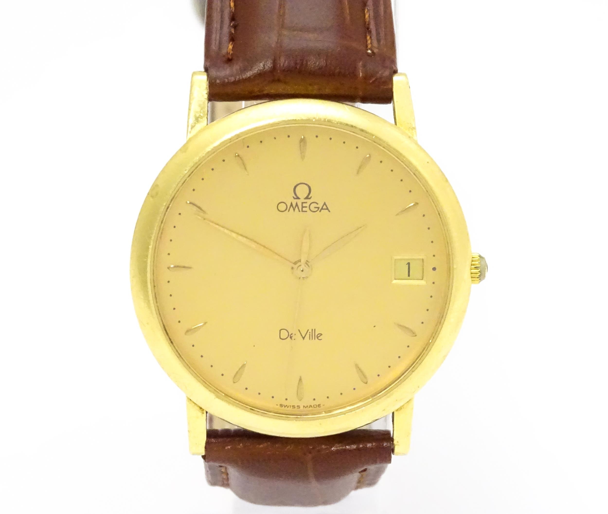 An Omega 18ct gold cased De Ville wristwatch, the dial with hour batons and date aperture. Watch - Image 2 of 17