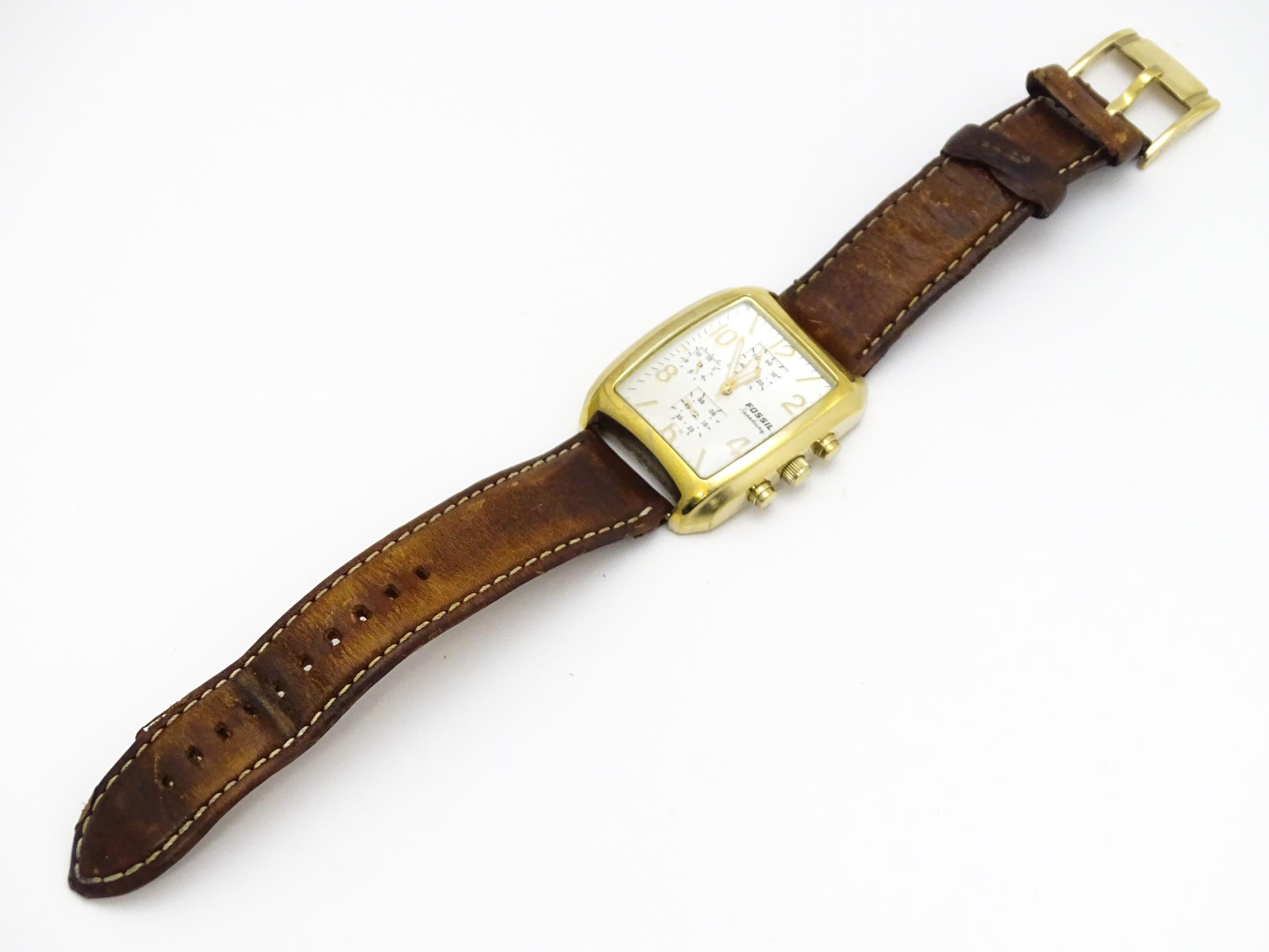 A Fossil Speedway Arkitekt gentlemans wristwatch. The watch case approx 1 3/8" wide Please Note - we - Image 9 of 10