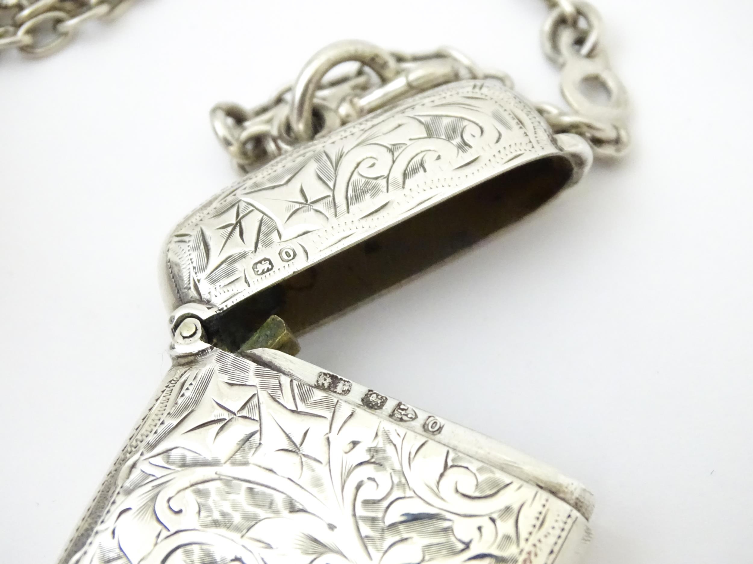 A silver chatelaine with openwork scrolling detail and having five chains, hallmarked Chester - Image 12 of 19