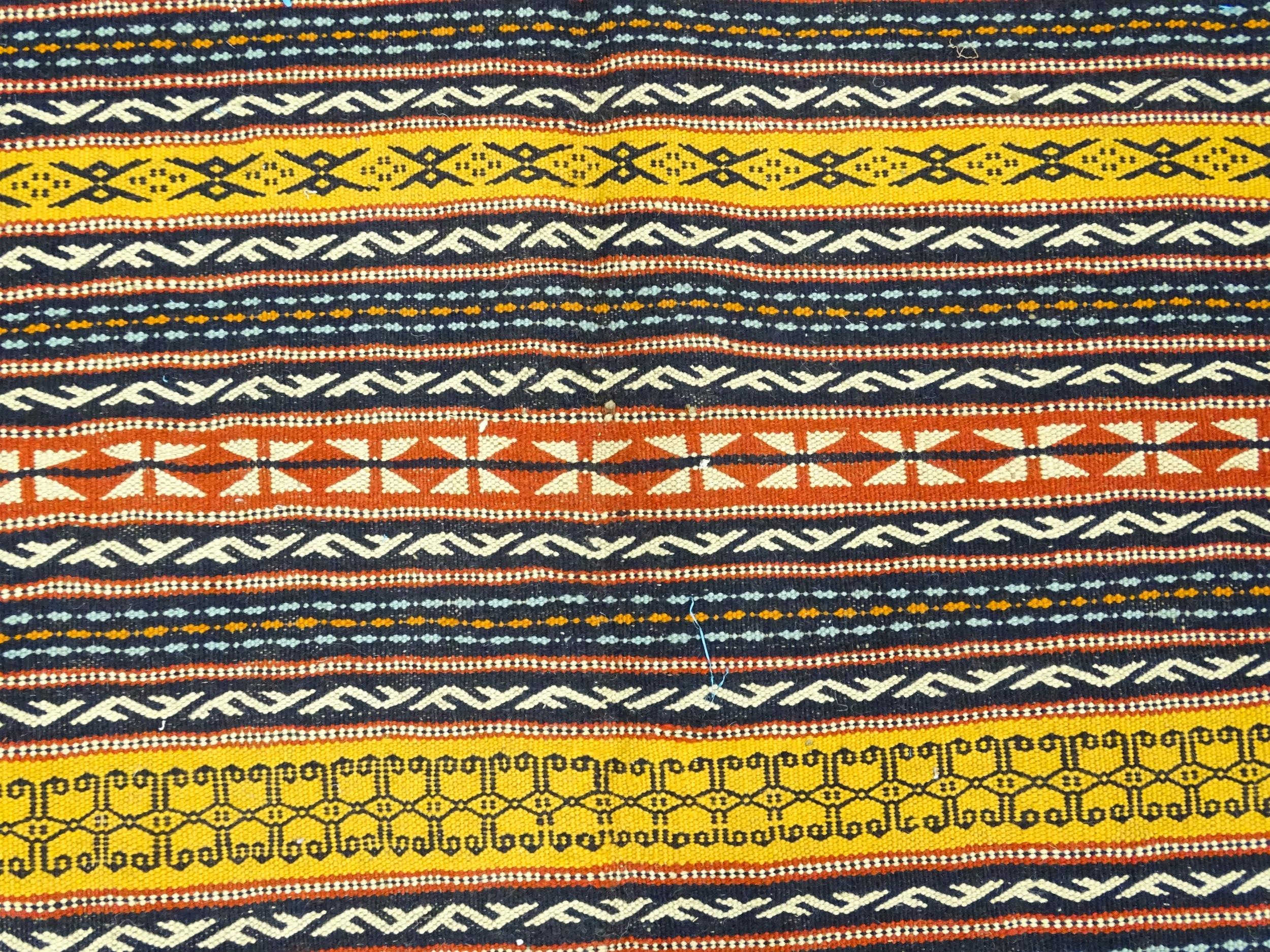 Carpet / Rug : A North East Persian Sumak kilim rug with banded geometric detail and repeating - Image 11 of 11