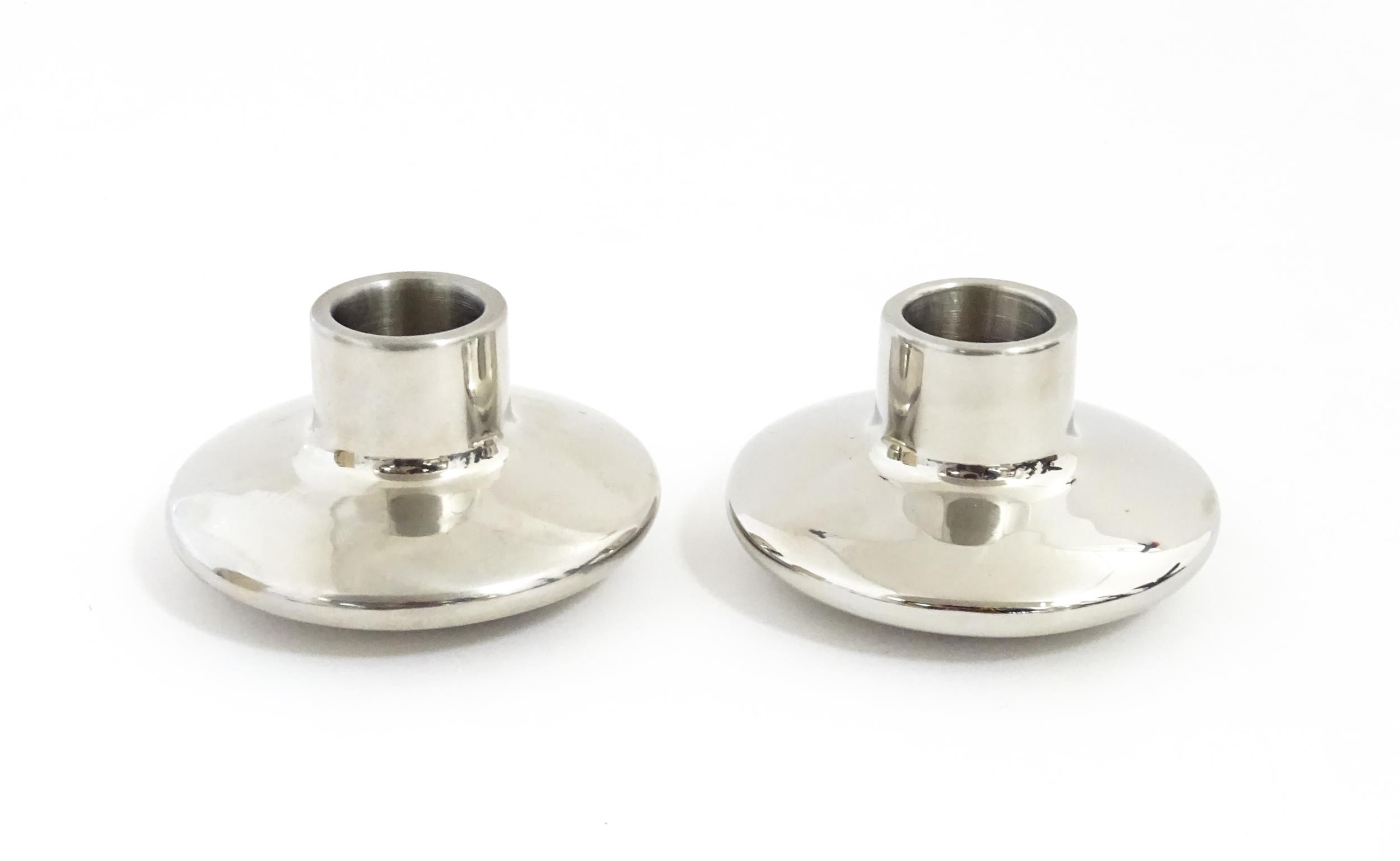 A pair Danish Georg Jensen candlesticks of squat form from the Masterpieces series designed by - Image 4 of 9