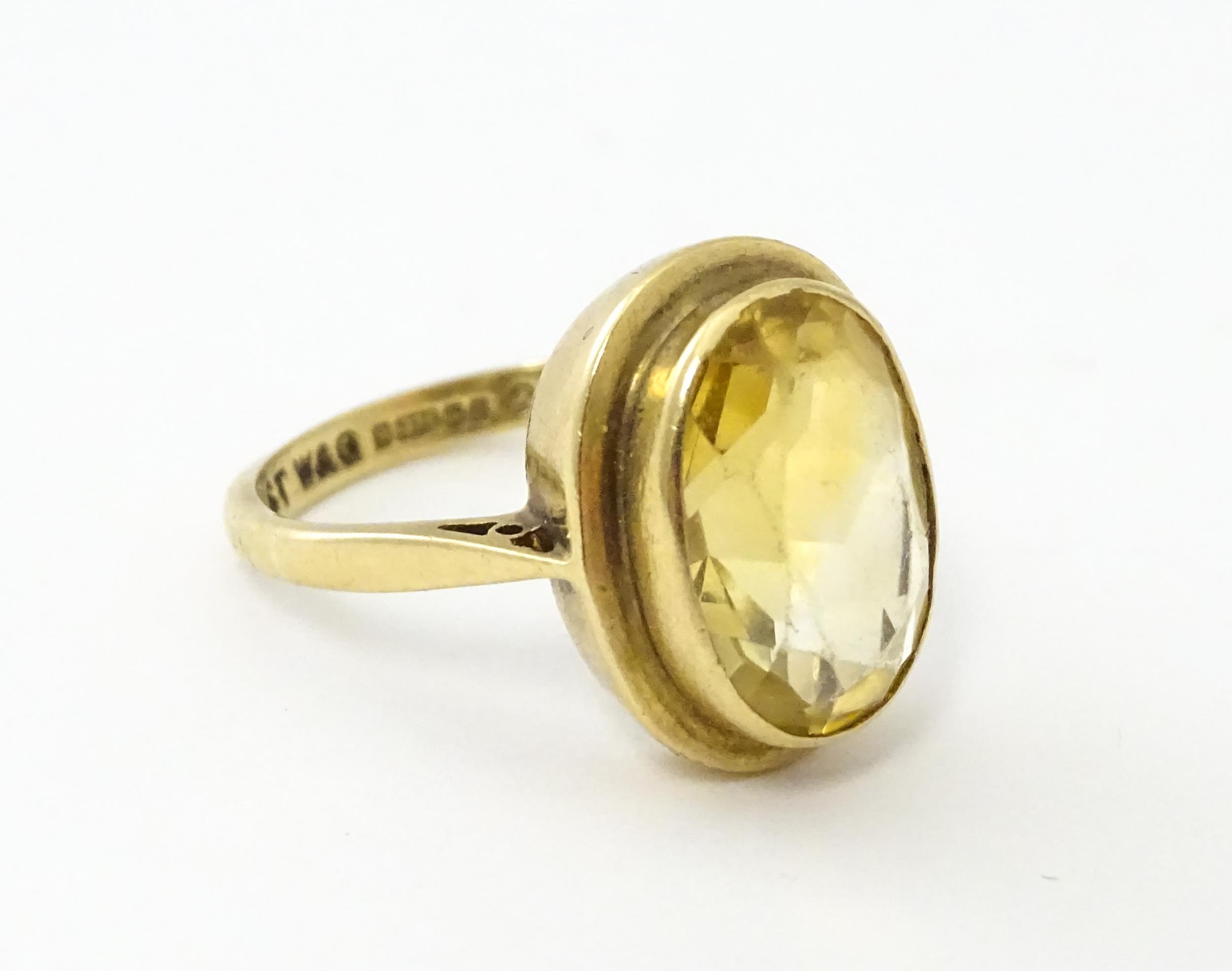 A 9ct gold ring set with central citrine. Ring size approx. O Please Note - we do not make reference - Image 2 of 6