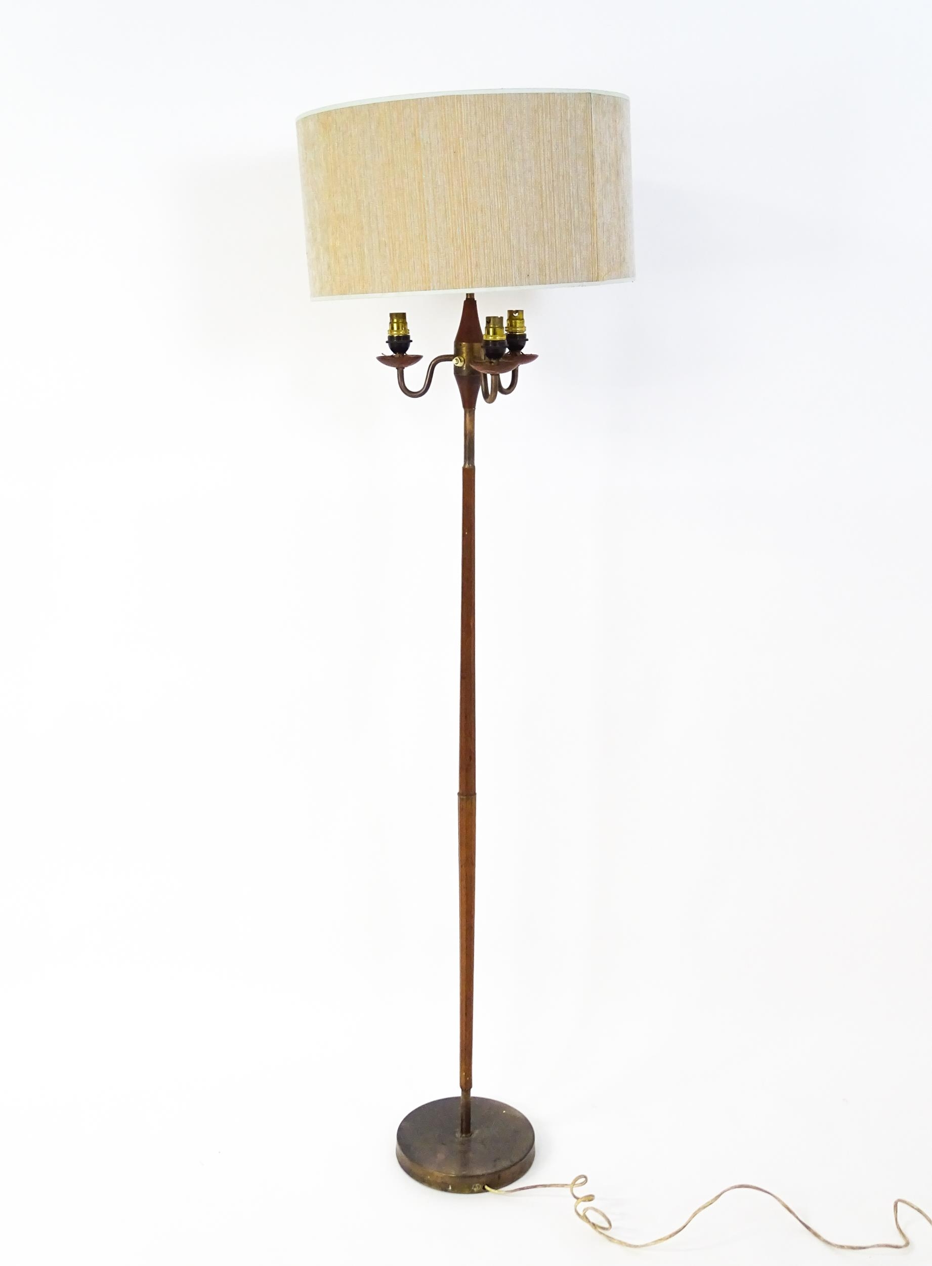 A 20thC three branch standard lamp. Approx. 62 1/2" high Please Note - we do not make reference to - Image 3 of 8