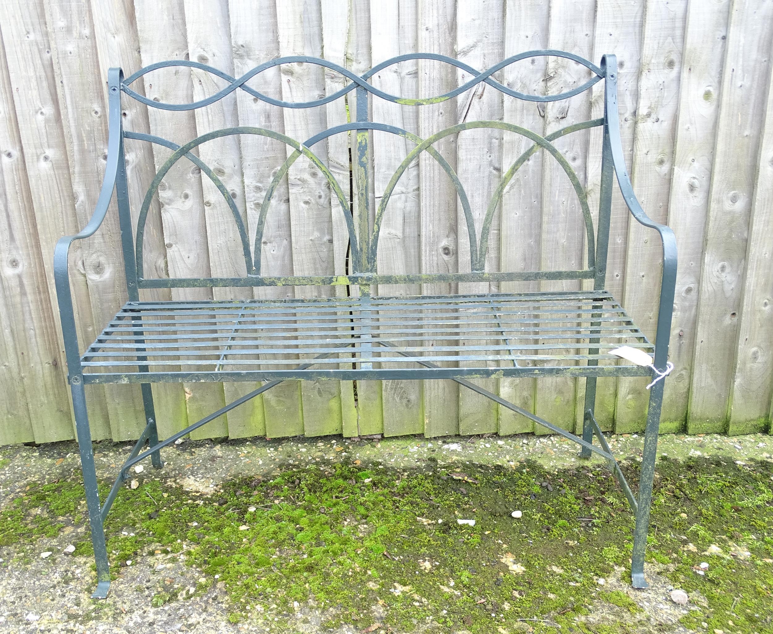 Garden & Architectural : a cast metal two-seater garden bench, approx 40" wide, 36 1/2" tall , 16" - Image 2 of 6