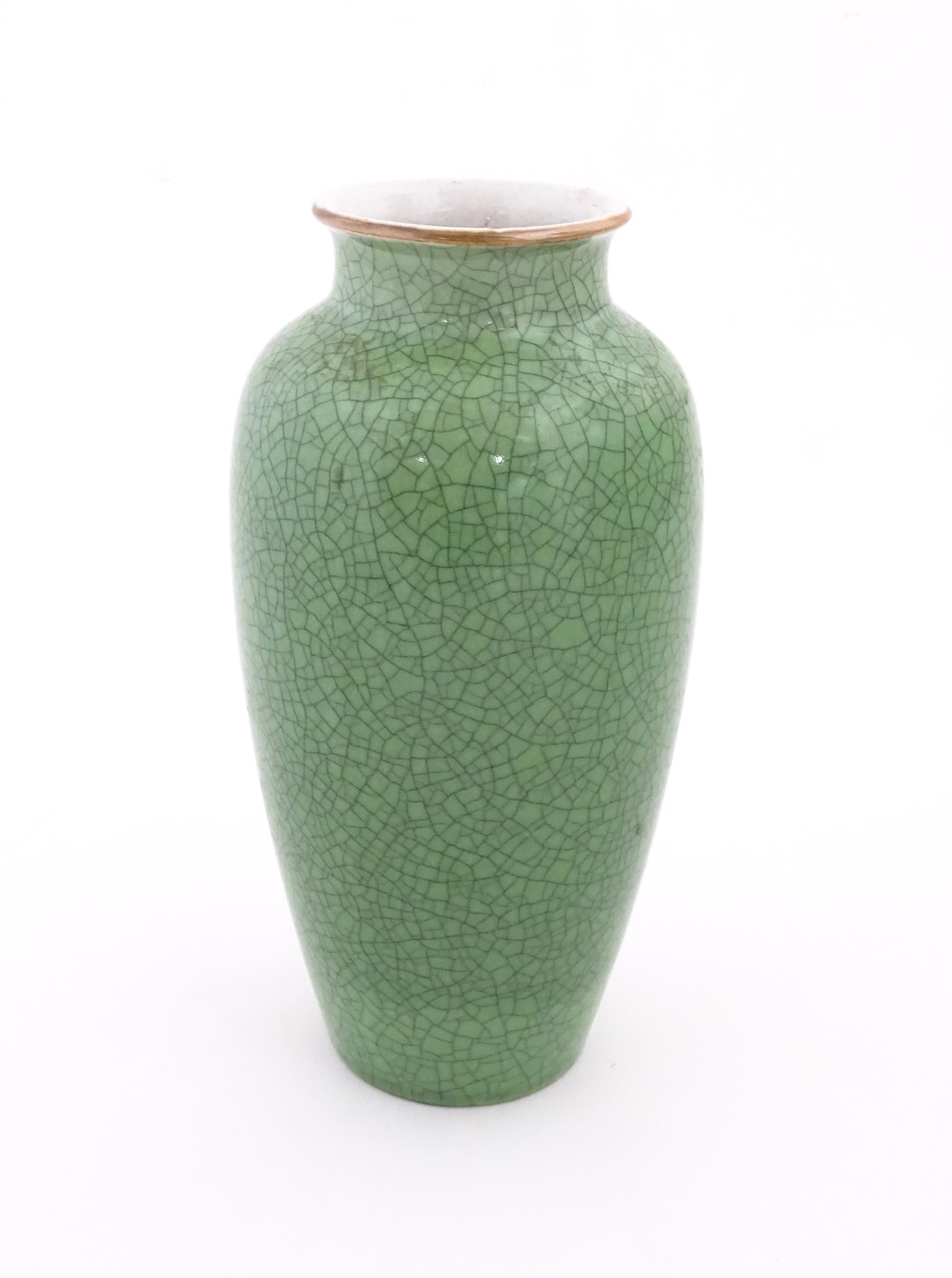 A Chinese vase with a green crackle glaze. Approx. 10 1/4" high Please Note - we do not make - Image 4 of 6
