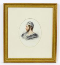 Early 20th century, Watercolour and pencil, A portrait of a young man with a beard and moustache