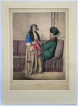 Louis Dupre (1789-1837), Original lithograph hand coloured with watercolour, Titled Un Prince