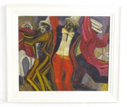 20th century, Oil on canvas, Jazz Dancers, Abstract figures dancing. Approx. 19 3/4" x 23 3/4"