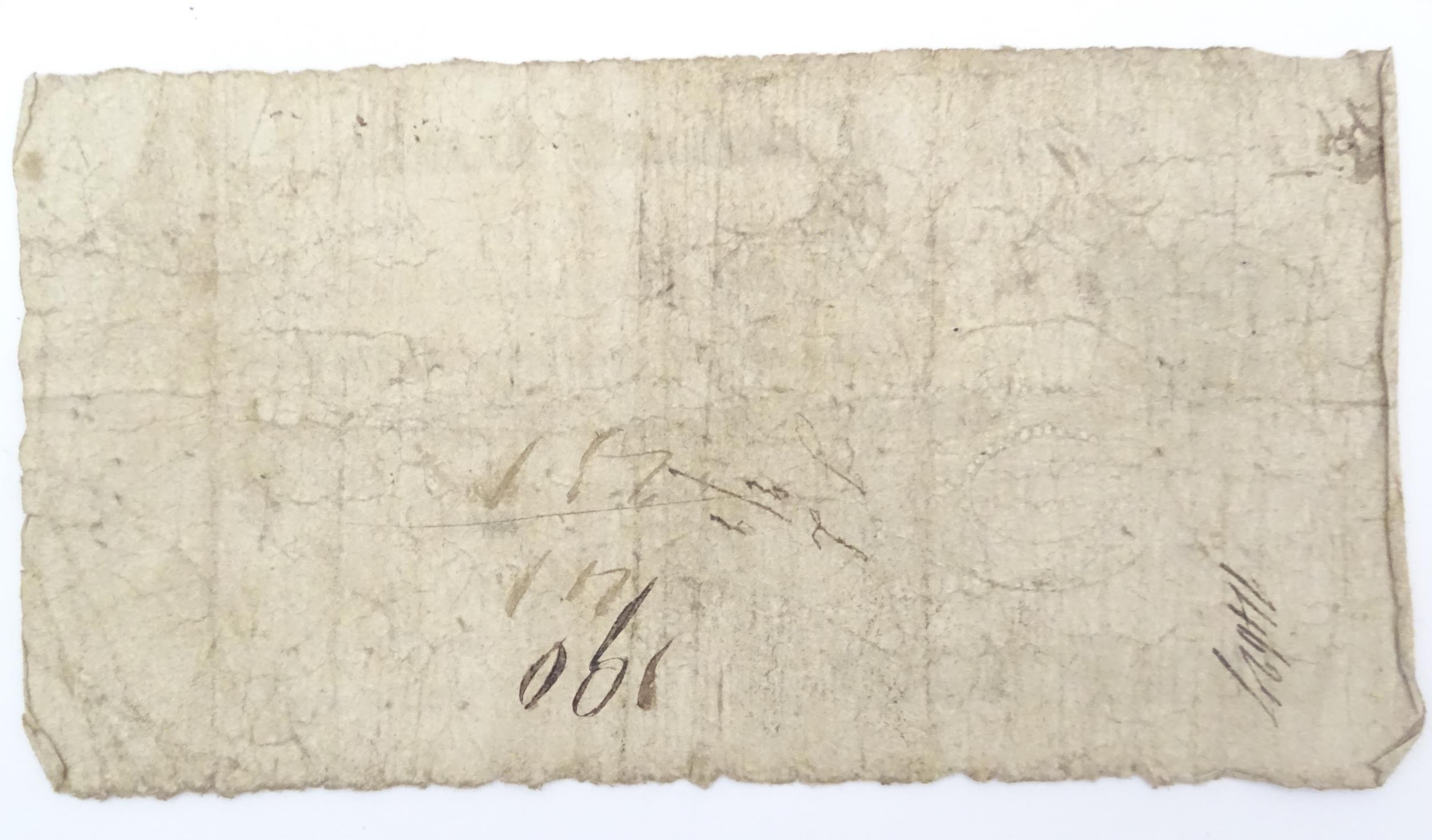 An early 19thC British provincial Tamworth Bank one pound note dated 27 July 1813, no. D492, for - Image 2 of 3