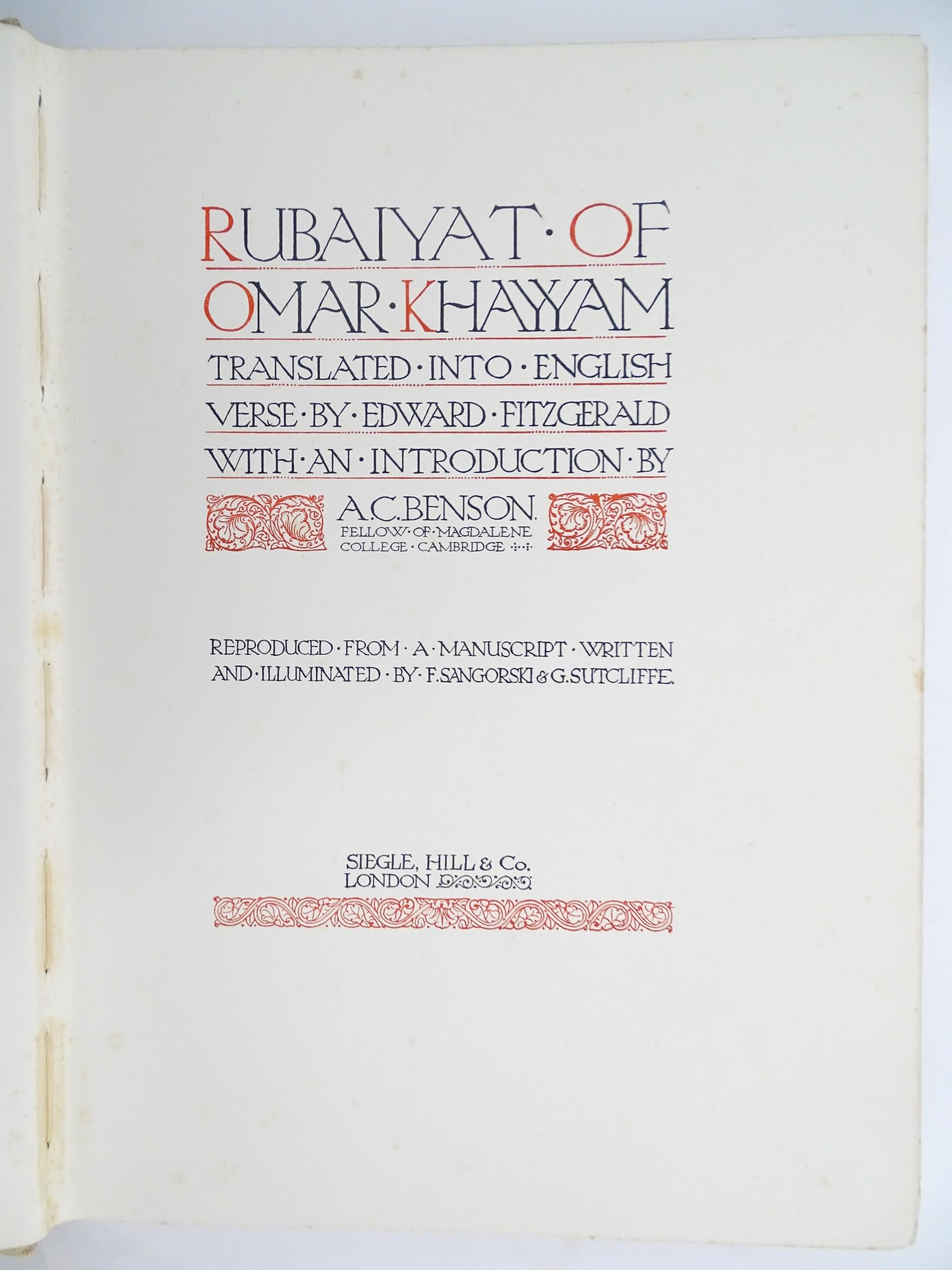 Books: Rubaiyat of Omar Khayyam, translated into English by Edward Fitzgerald. Published by - Image 6 of 8