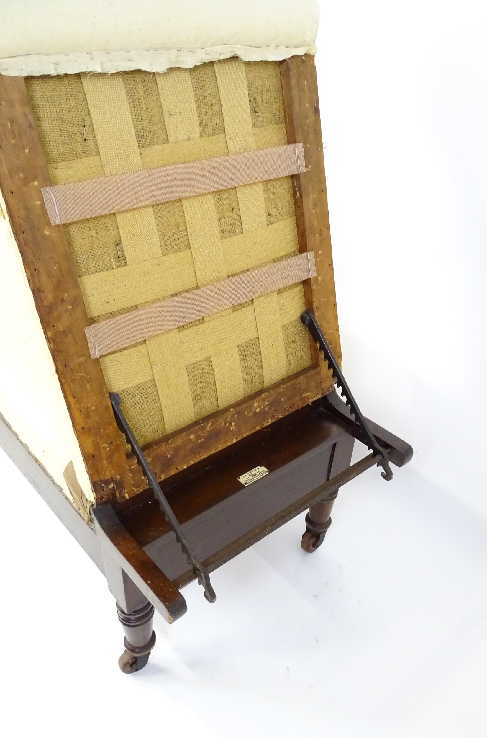 A Victorian 'Carters Literary Machine' day bed with an adjustable backrest above two short drawers - Image 2 of 10