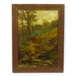 Manner of John Mace, Early 20th century, Oil on board, A wooded landscape with a stream in the