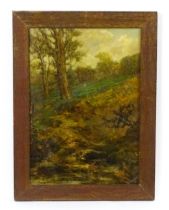 Manner of John Mace, Early 20th century, Oil on board, A wooded landscape with a stream in the