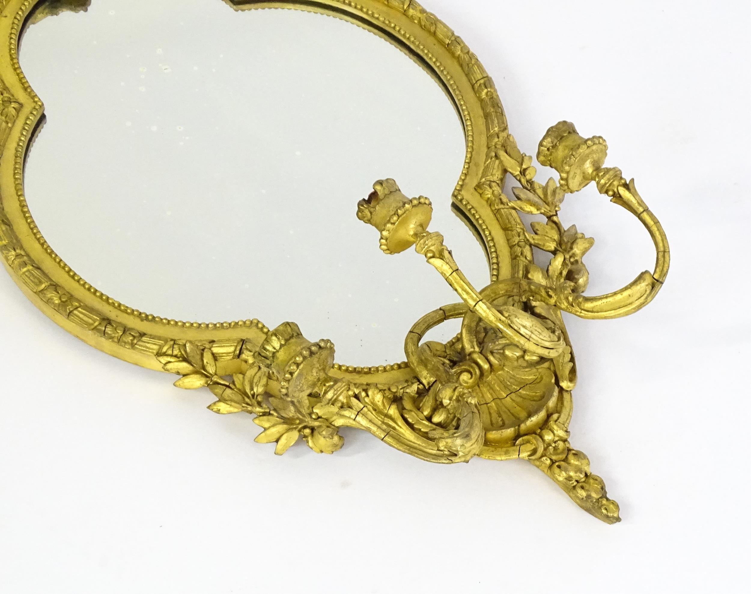 A pair of 19thC giltwood and gesso girandoles with shell motifs, lattice pattern mouldings, fluted - Image 12 of 19