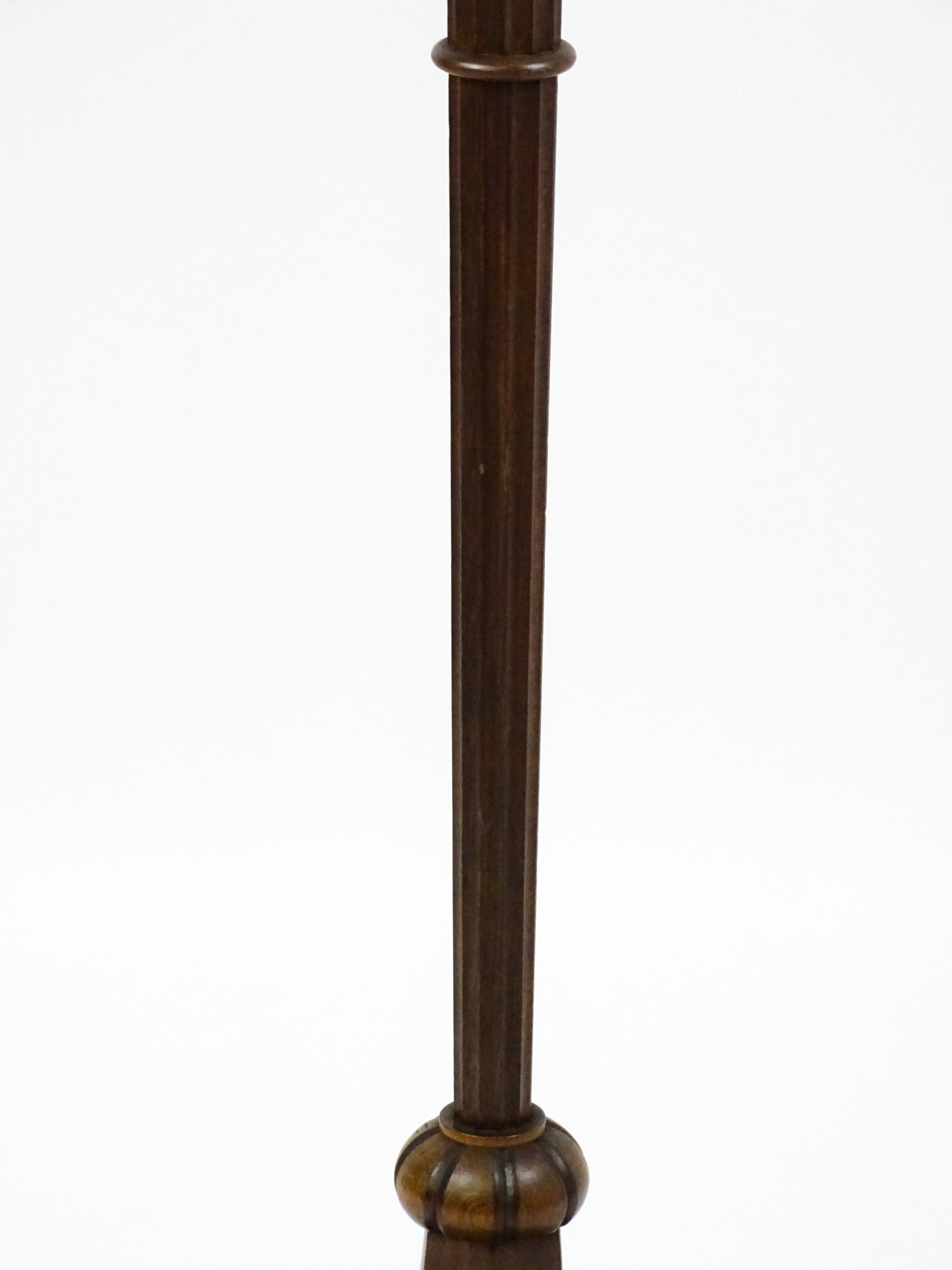 An Art Deco style oak standard lamp with a chamfered stem and a moulded hexagonal base. Approx. - Image 5 of 7