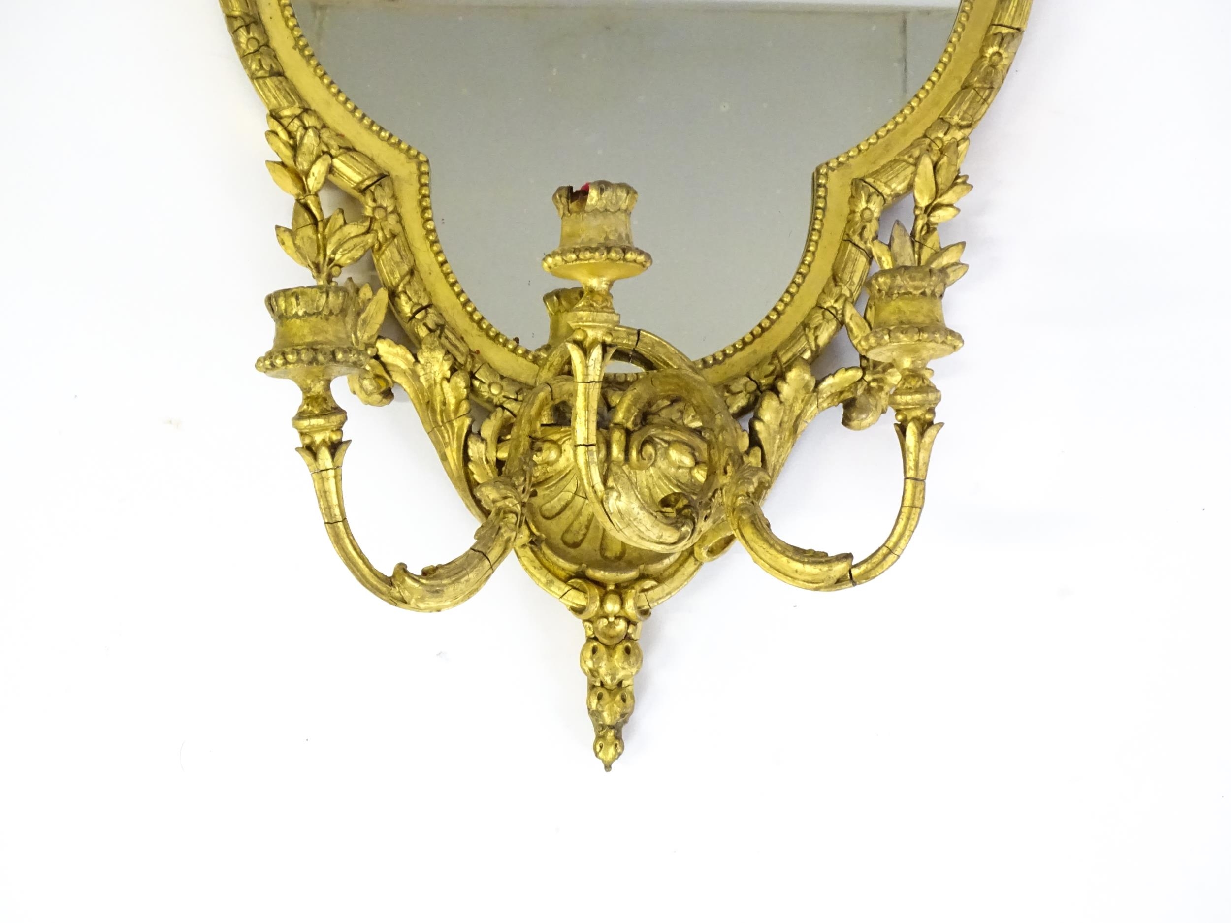 A pair of 19thC giltwood and gesso girandoles with shell motifs, lattice pattern mouldings, fluted - Image 16 of 19
