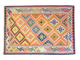 Carpet / Rug : A South West Persian qashgai kilim rug, the salmon ground with repeating geometric