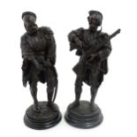 A pair of 19thC bronze figures after Guillaume Deniere comprising Renaissance Archer and Landsknecht