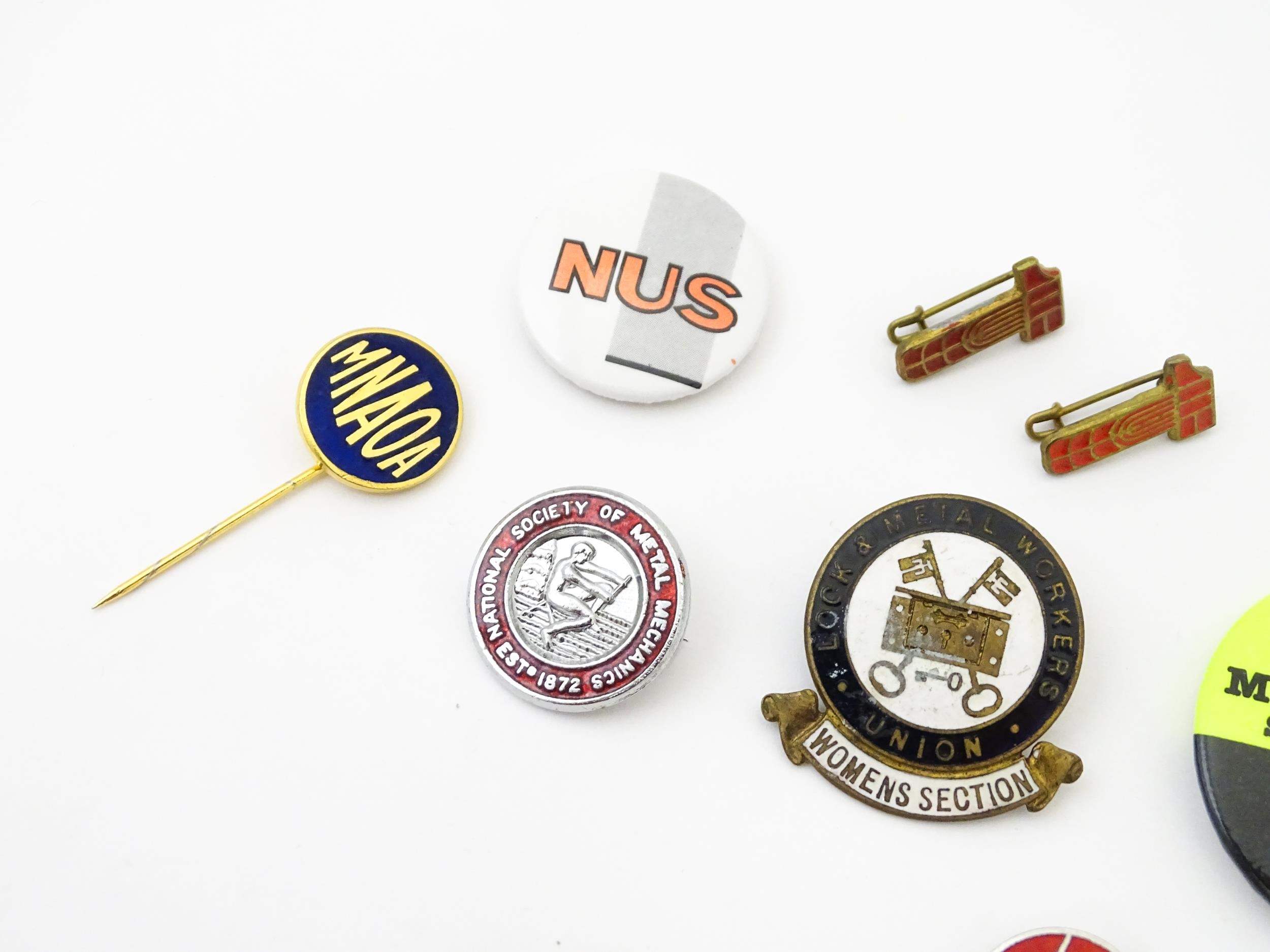 Trade Union Interest: a quantity of assorted badges, pins, etc. to include a silver and enamelled - Image 7 of 10