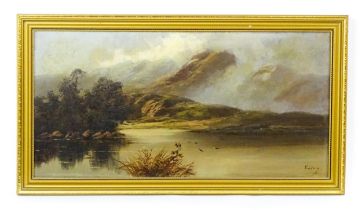 Manner of Charles Leslie, 20th century, Oil on canvas, A Highland loch landscape with birds in