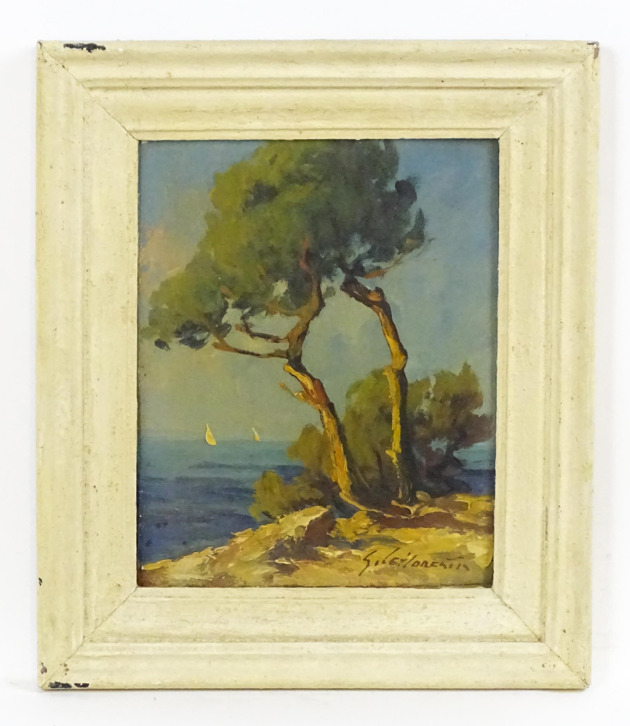 Guy le Florentin (1907-1978), Italian School, Oil on board, A Mediterranean coastal scene,