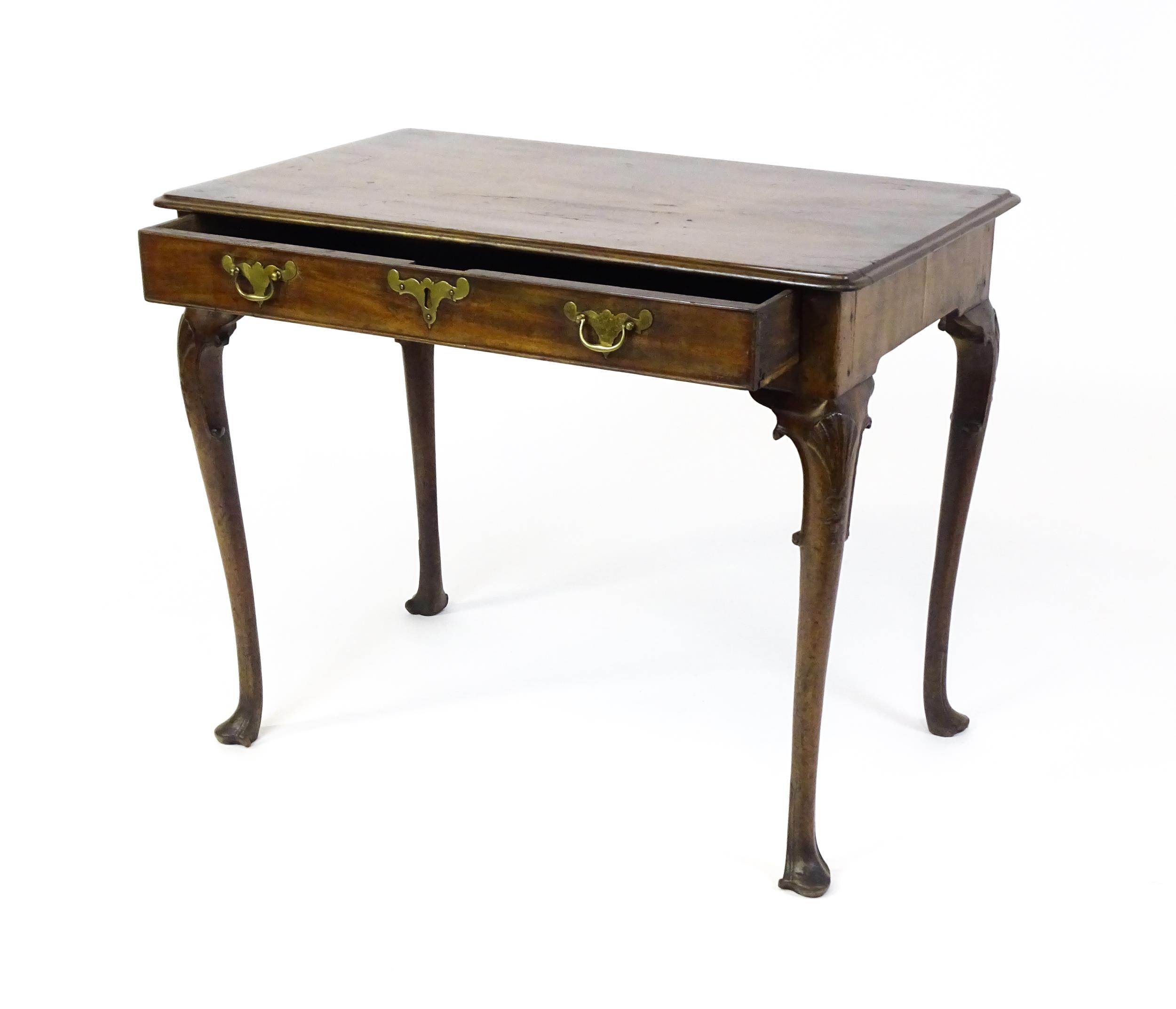 A George III mahogany side table with a moulded top above a single long frieze rawer with brass - Image 6 of 9