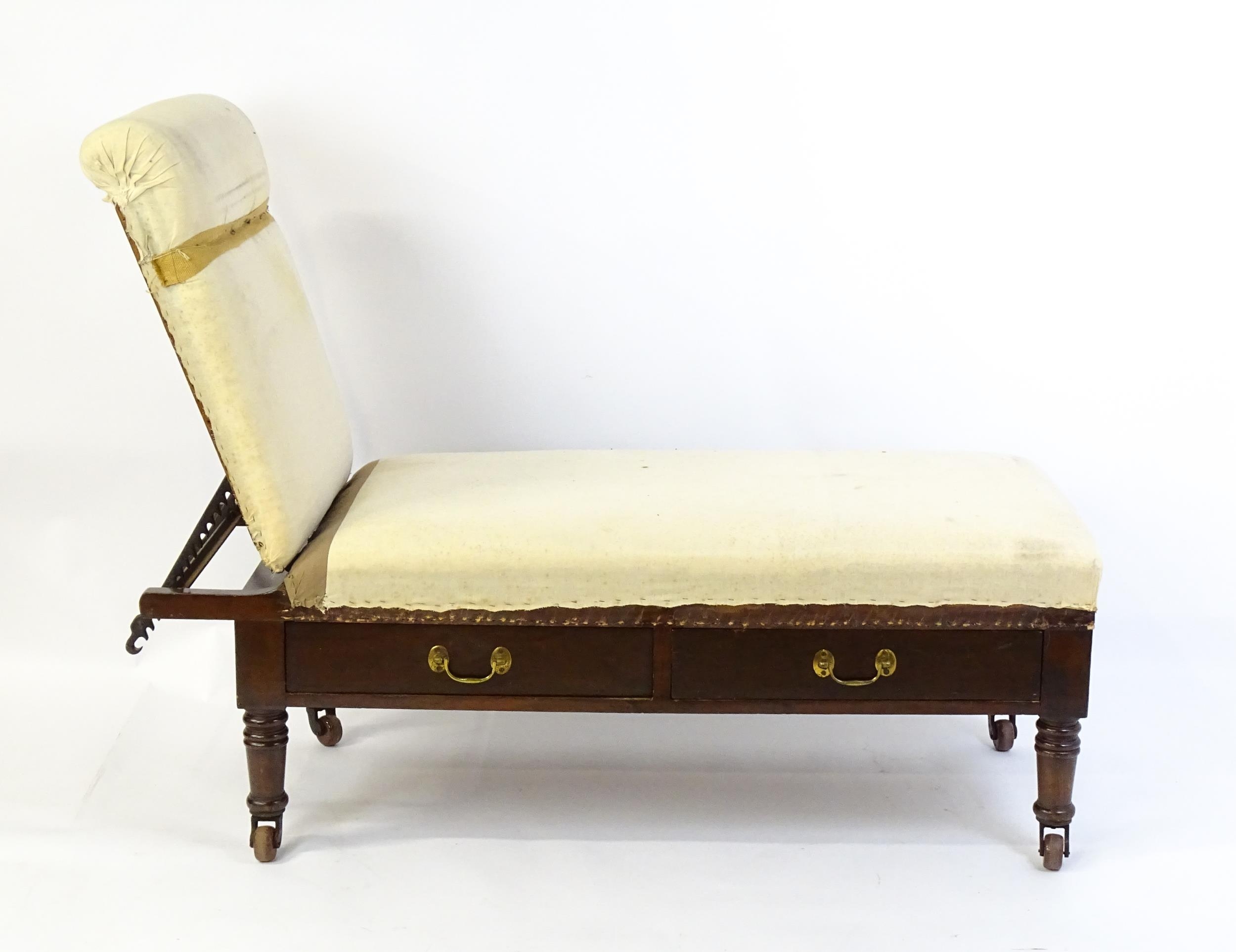 A Victorian 'Carters Literary Machine' day bed with an adjustable backrest above two short drawers - Image 6 of 10