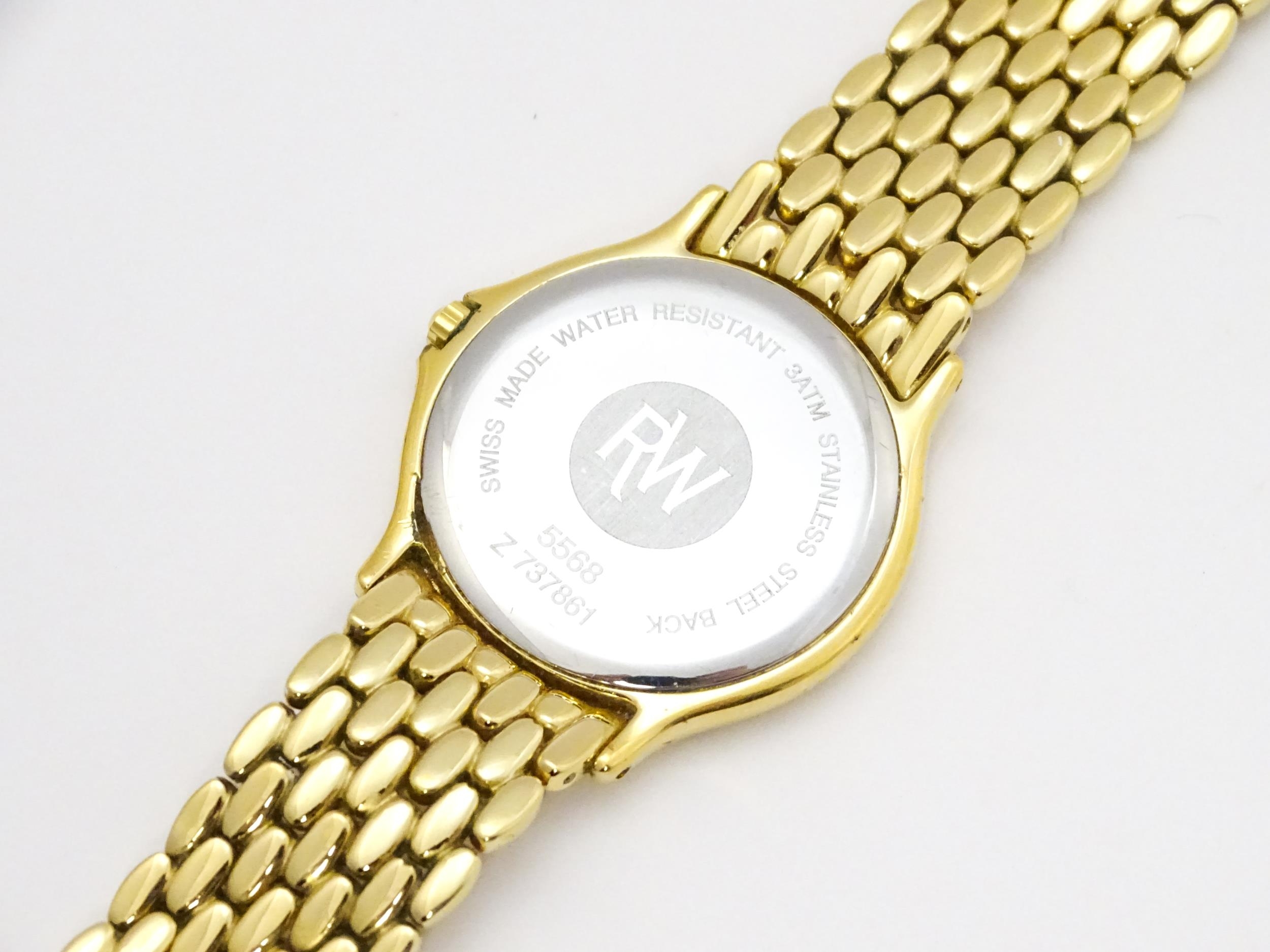 A Raymond Weil gold plated stainless steel Chorus quartz bracelet wristwatch, ref. 5568, the dial - Image 7 of 10