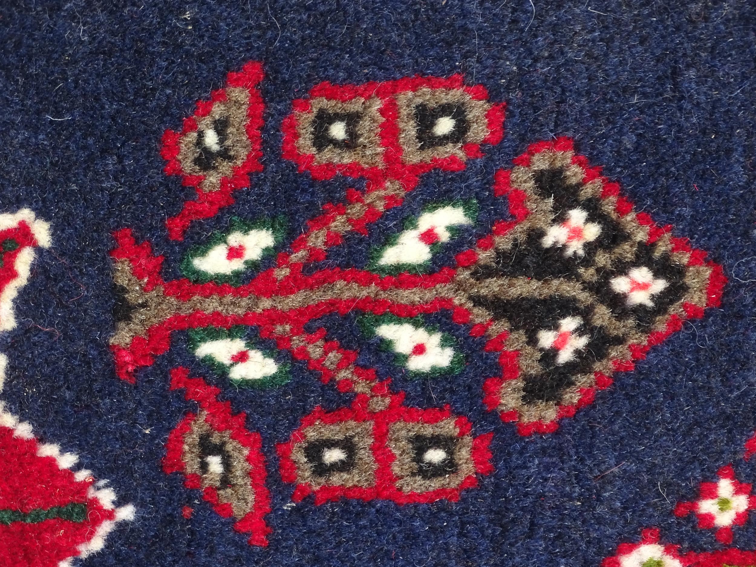 Carpet / Rug: A South West Persian qashgai runner, the red and blue ground with central geometric - Image 8 of 8