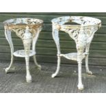 Two Victorian cast iron Britannia style pub table bases with Britannia and lion mask detail.