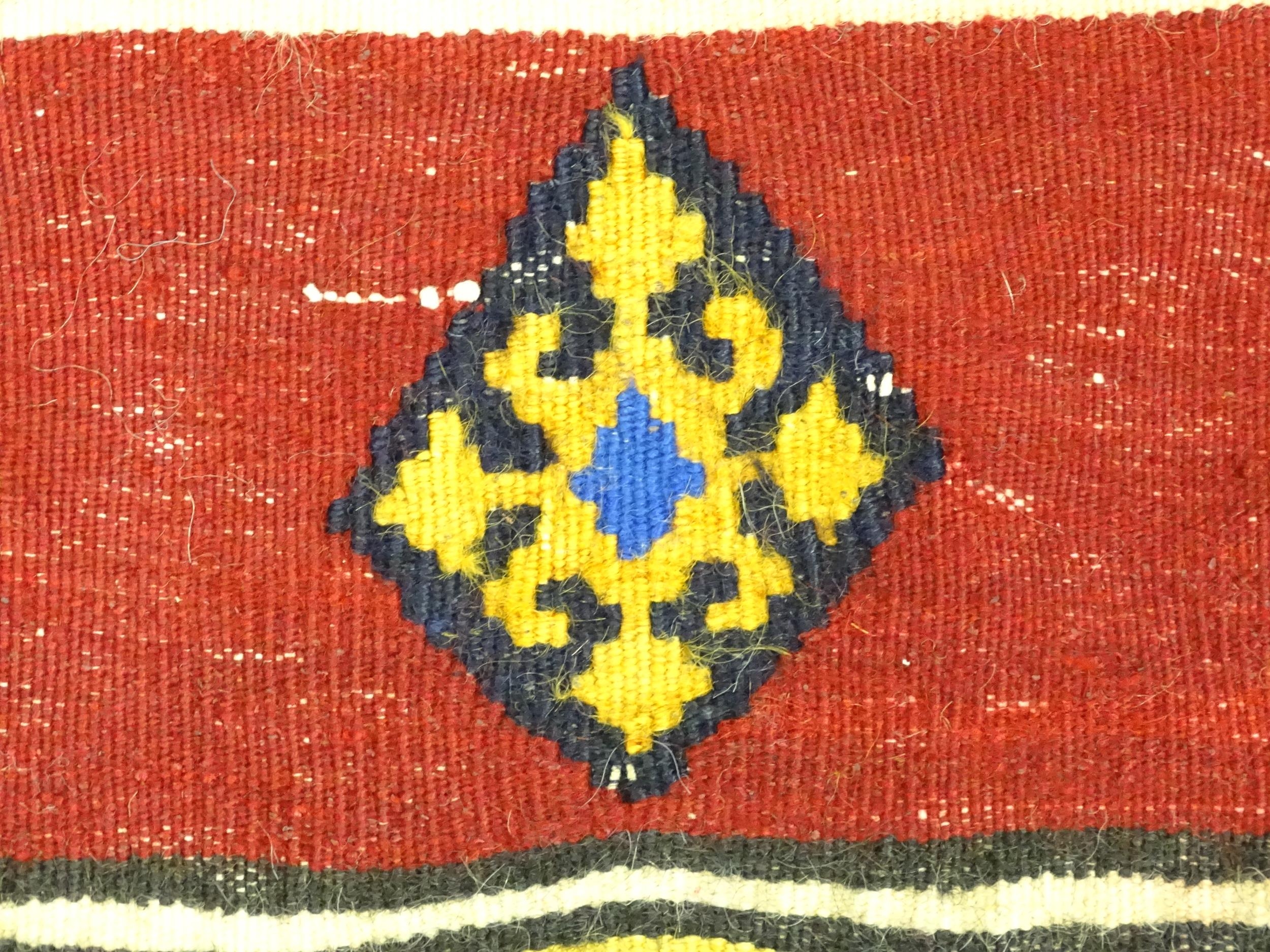 Carpet / Rug : A South West Persian qashgai kilim rug with banded geometric motifs and borders. - Image 7 of 9