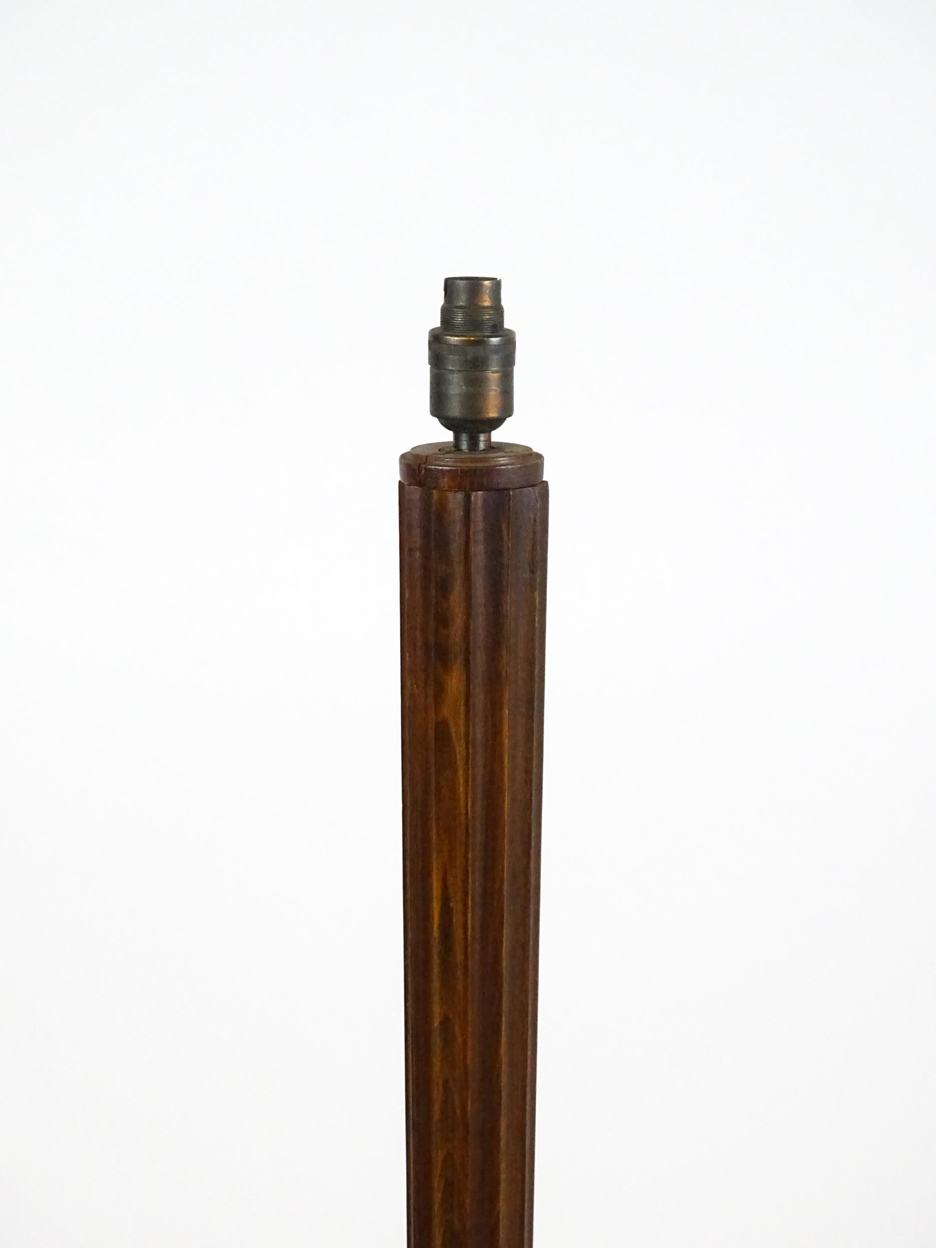 An Art Deco style oak standard lamp with a chamfered stem and a moulded hexagonal base. Approx. - Image 7 of 7