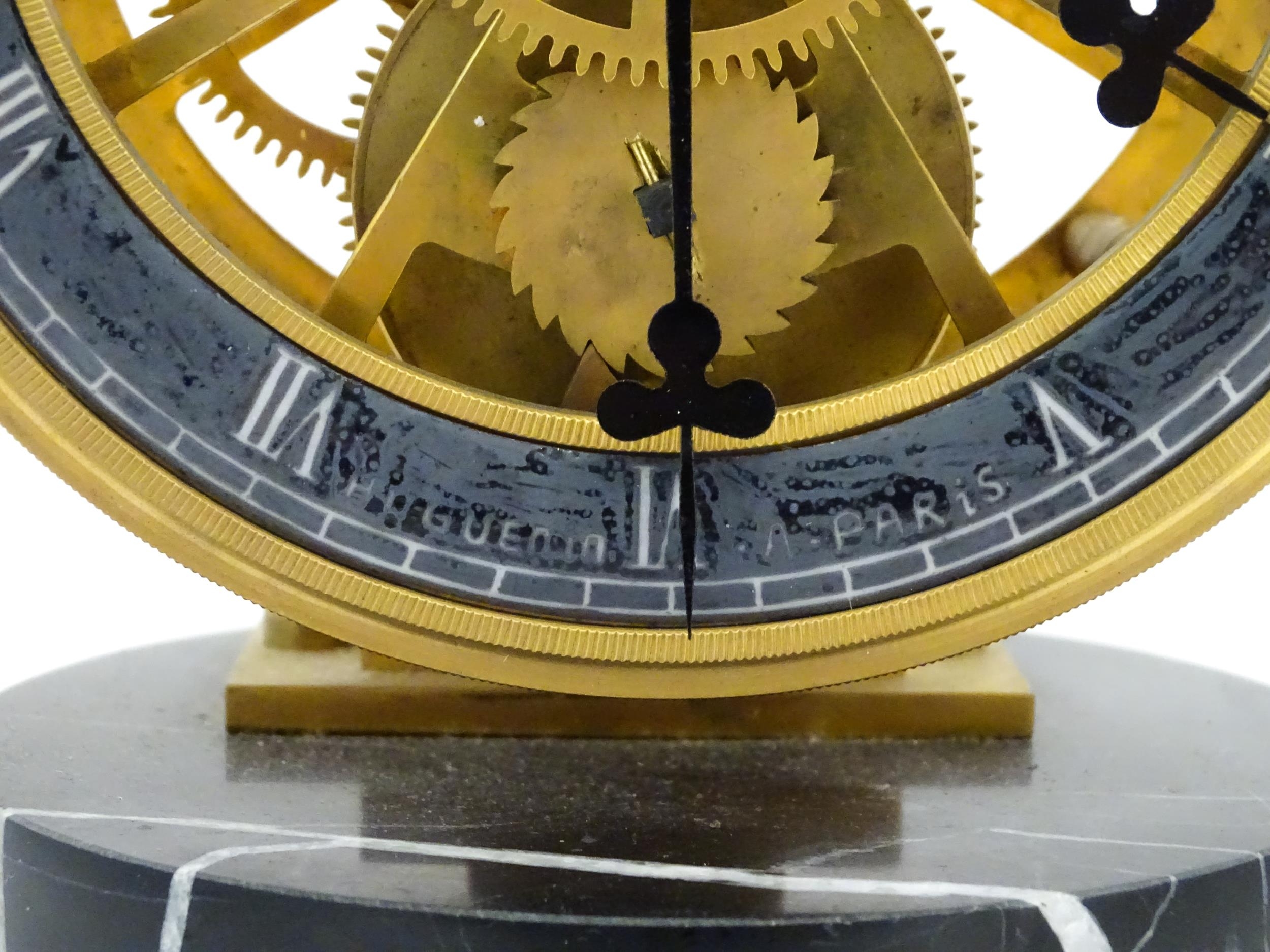 A late 20thC replica of a French swinging pendulum clock / timepiece with skeleton movement, - Image 7 of 8