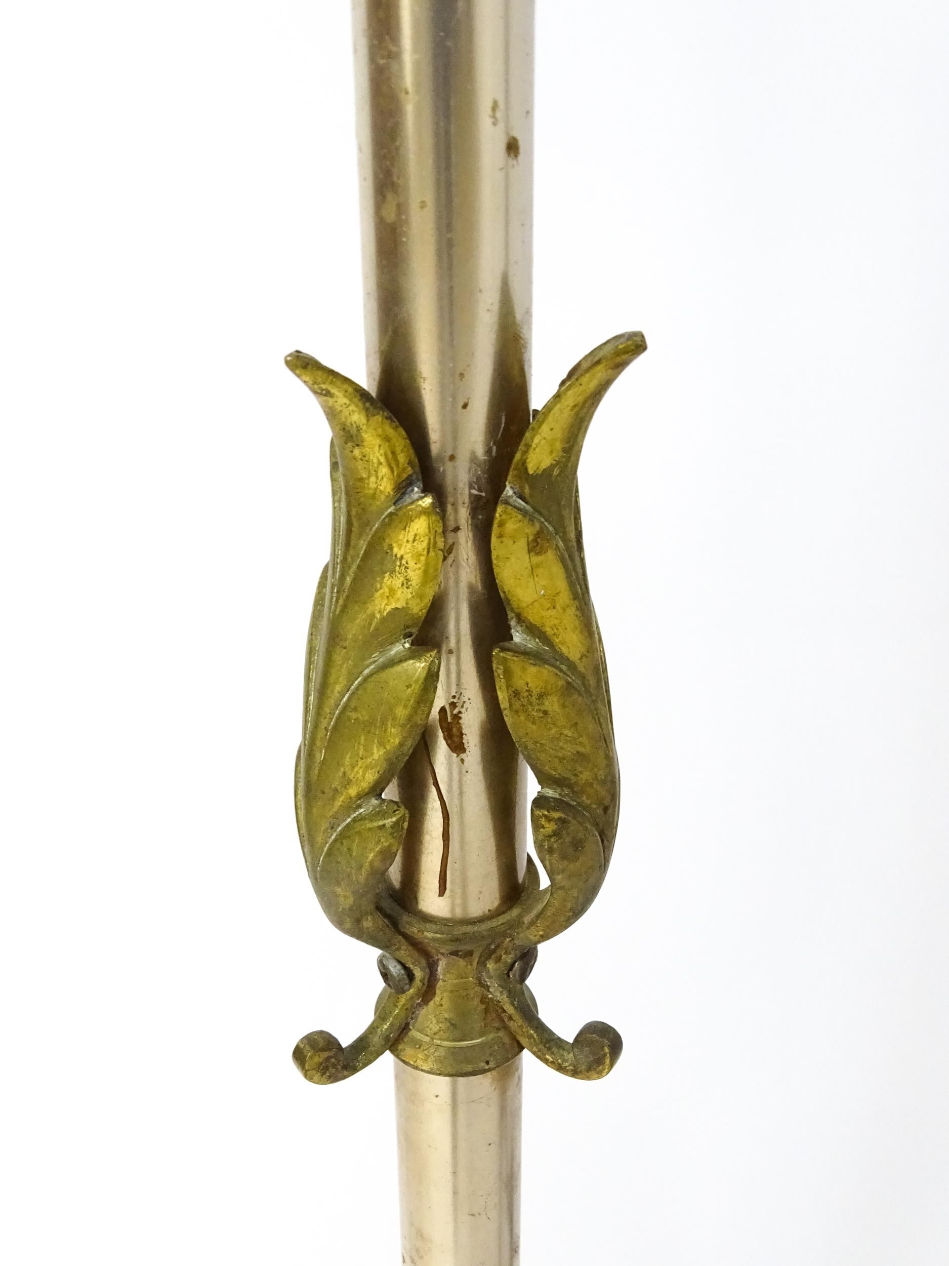 A 20thC standard lamp with triform base and foliate decoration. Together with two wrought iron style - Image 5 of 12