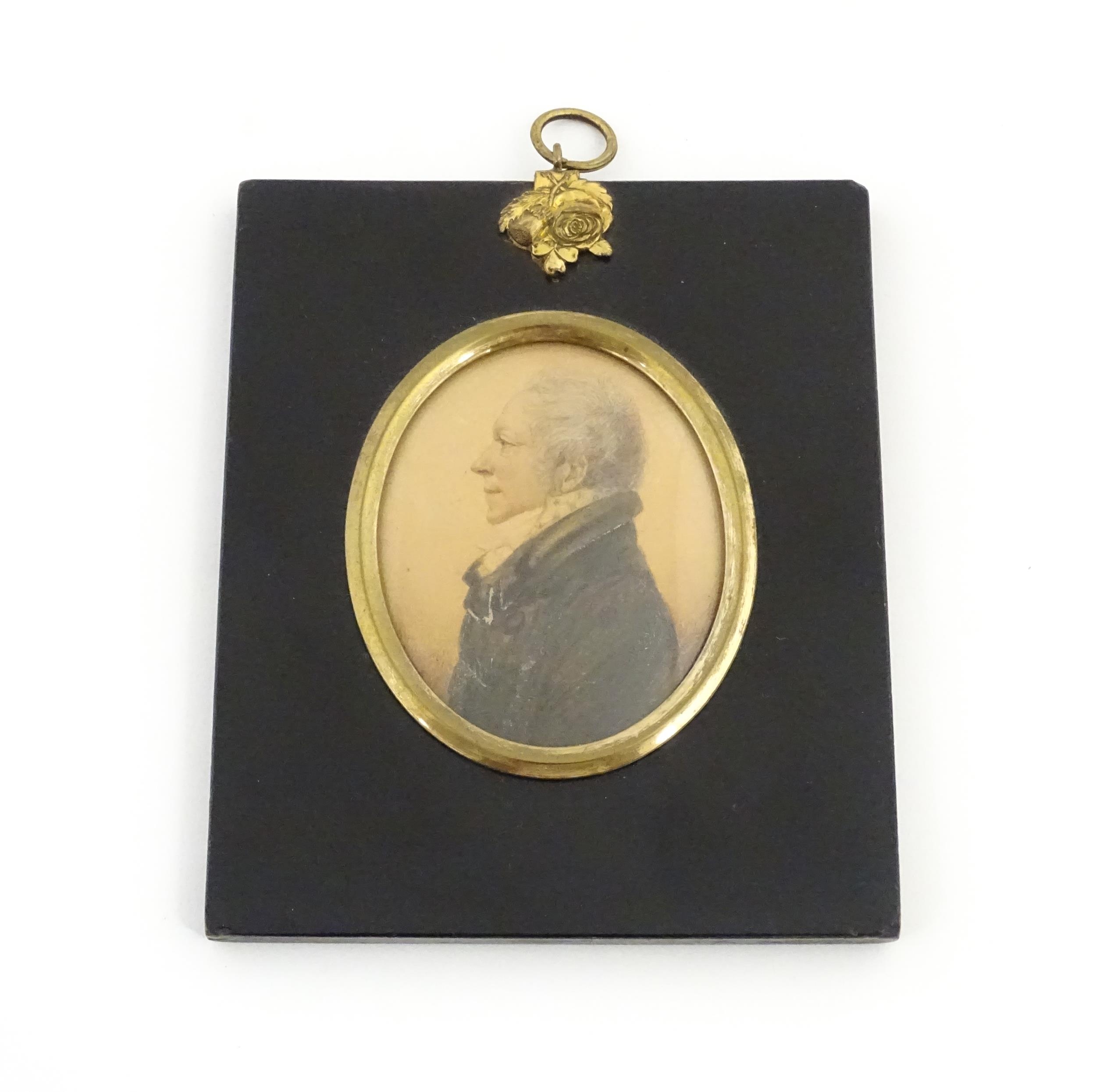 A 19thC watercolour portrait miniature depicting Colonel Roger Barnston (1749-1837) of Churton, - Image 4 of 8