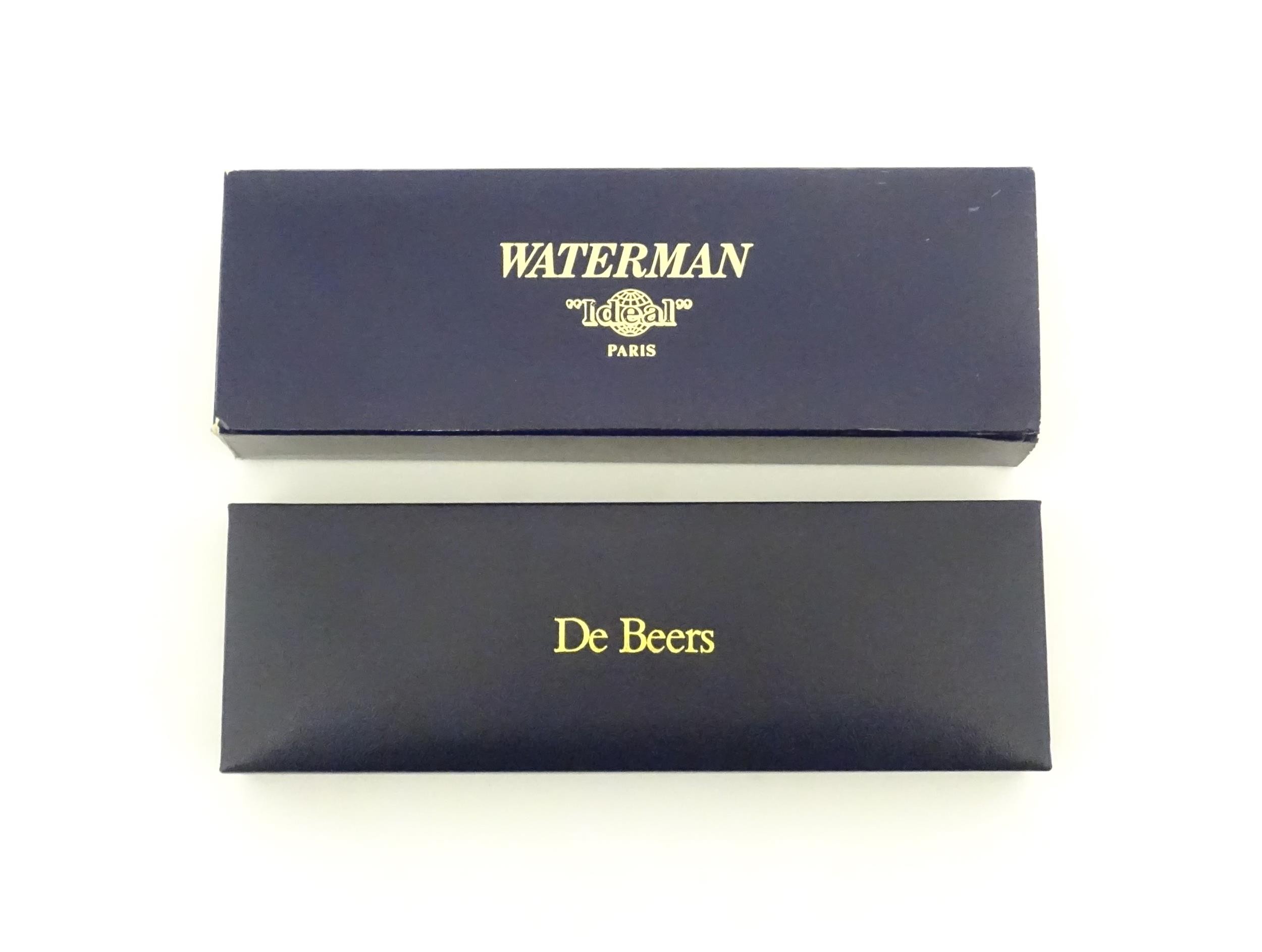 A De Beers cased Waterman Paris 'Ideal' fountain pen, the barrel and cap with black and bronze - Image 2 of 25