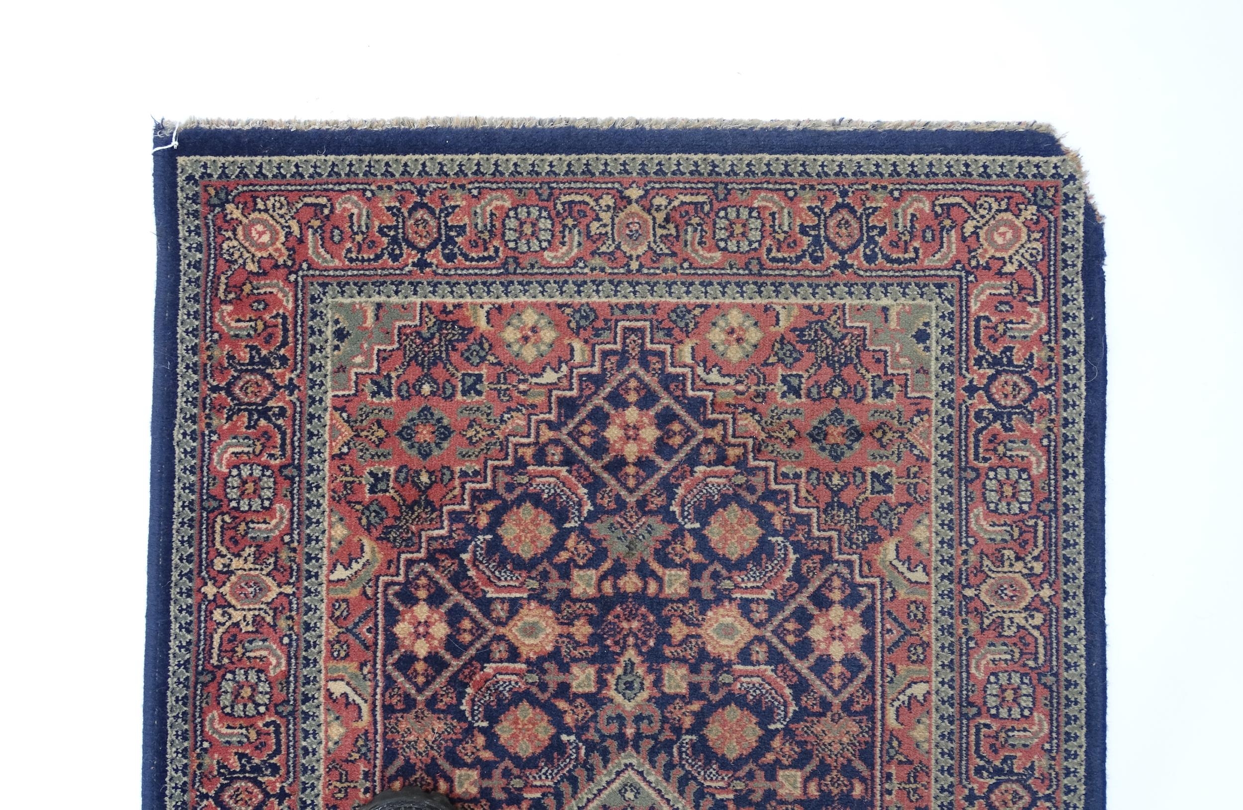 Carpet / Rug : A blue ground runner decorated with three central medallions with floral and scroll - Image 4 of 8