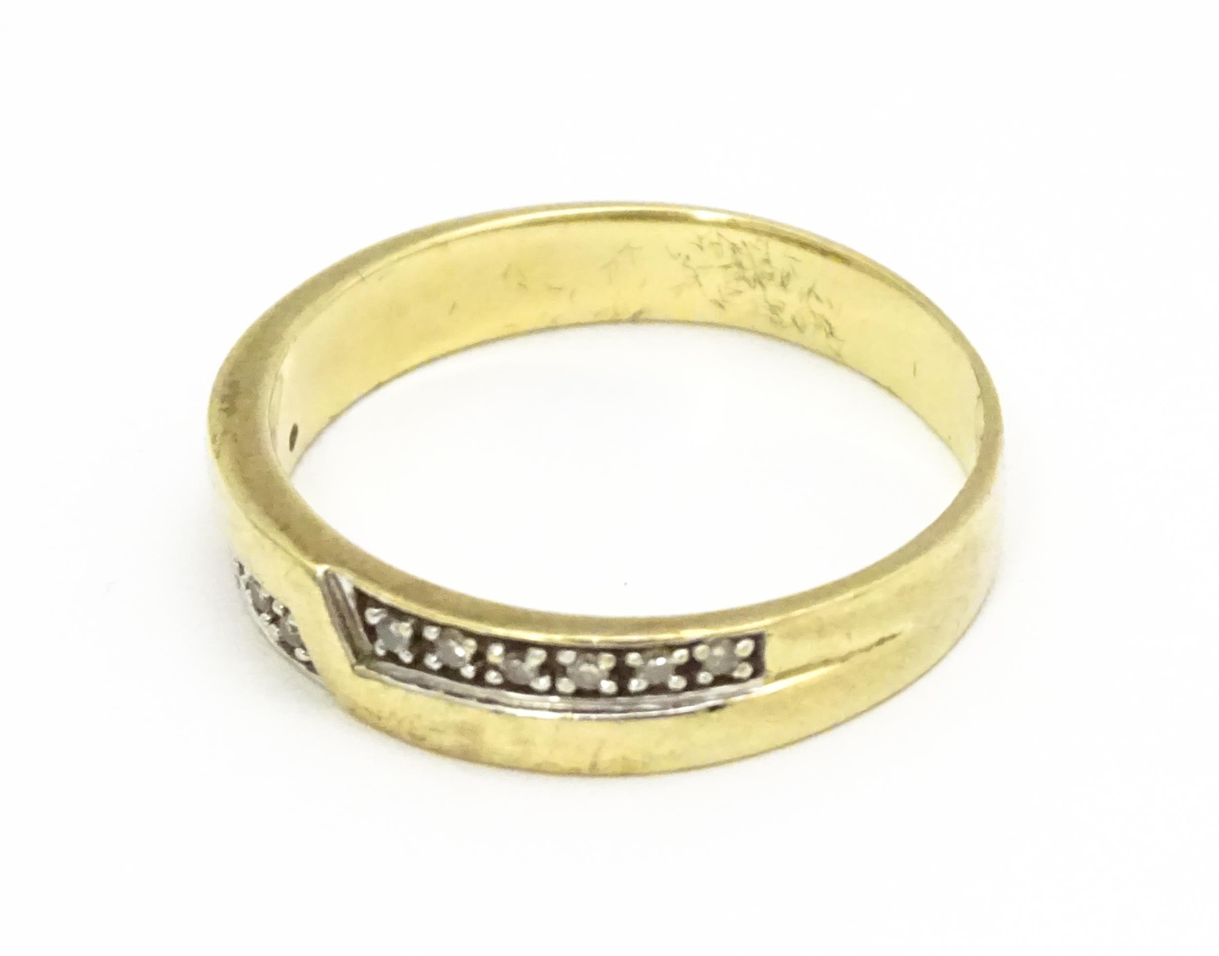 A 9ct gold ring set with white stones in white metal settings. Ring size approx. T Please Note - - Image 6 of 8