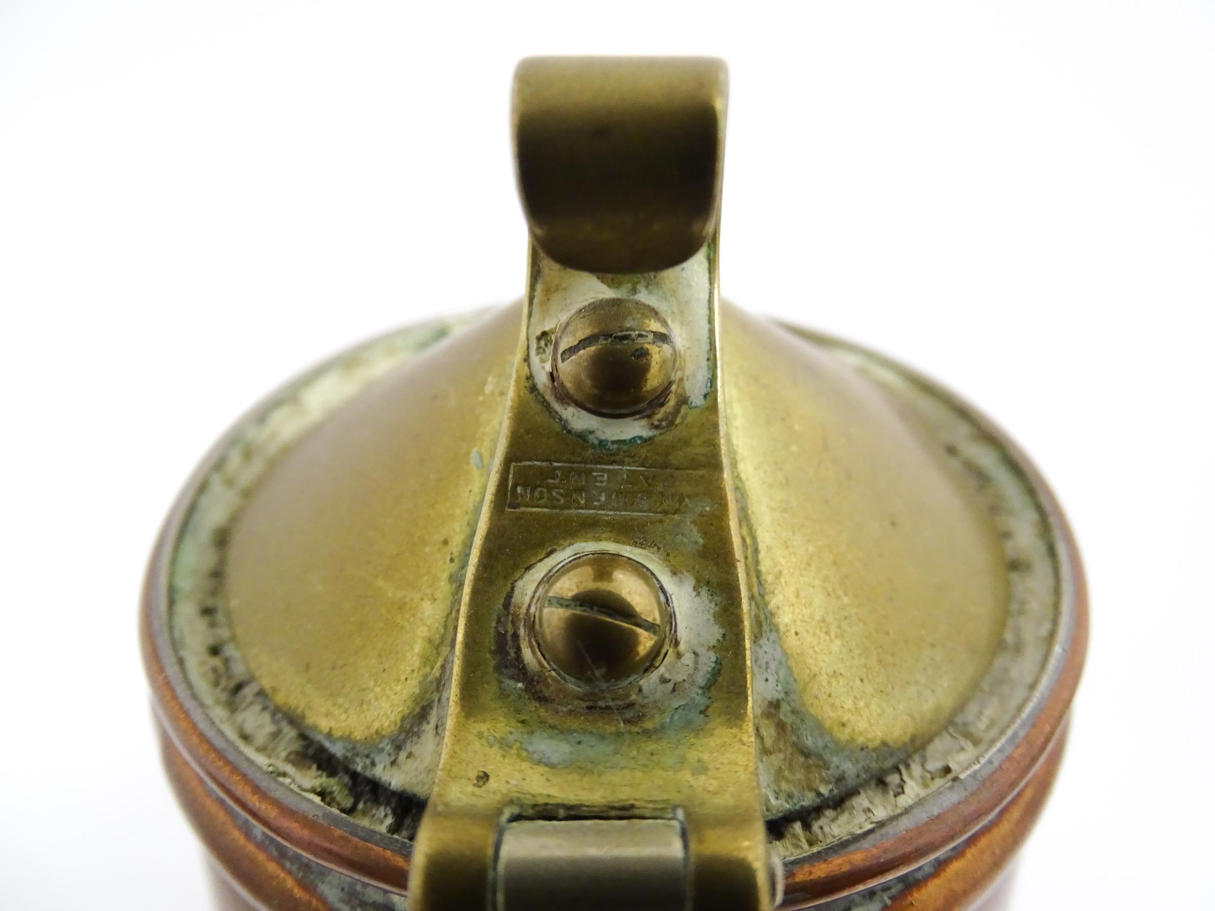 WAS Benson: An Arts & Crafts copper and brass insulated / jacketed hot water jug of tapering form, - Image 9 of 9