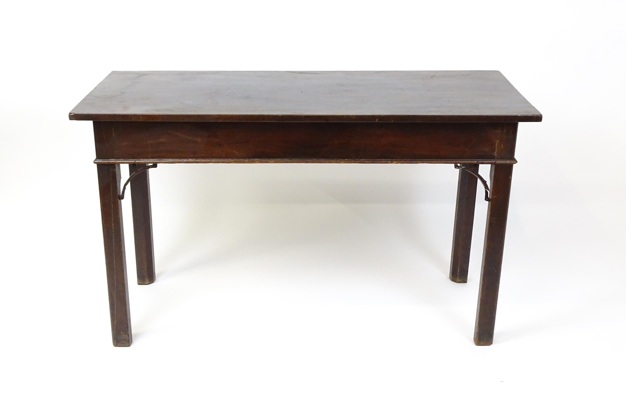 A late 18thC / early 19thC mahogany Chippendale style side table with brackets to the apron and - Image 7 of 9