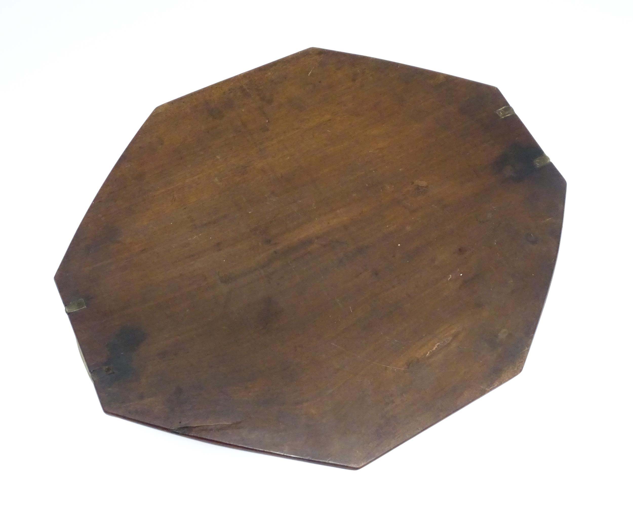 A late 19th / early 20thC mahogany tray of octagonal form with twin handles. Approx. 21 1/4" x 16 - Image 6 of 7