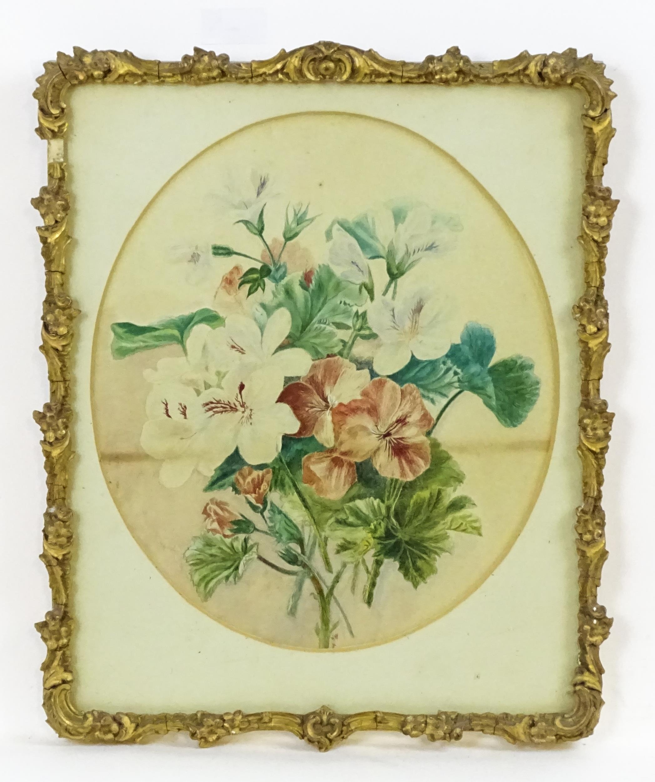 E. Elms, 19th century, Watercolour, A still life study with flowers. Signed and dated (18)84