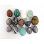 Natural History / Geology Interest: A quantity of assorted polished hardstone eggs to include