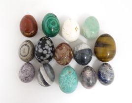 Natural History / Geology Interest: A quantity of assorted polished hardstone eggs to include