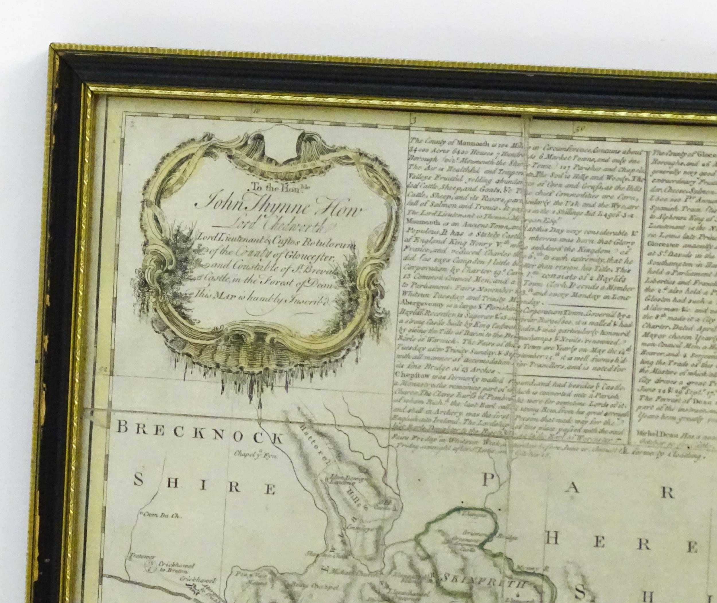 Map: An 18thC map of Gloucestershire with hand colouring, titled An Accurate Map of the Counties - Image 5 of 7